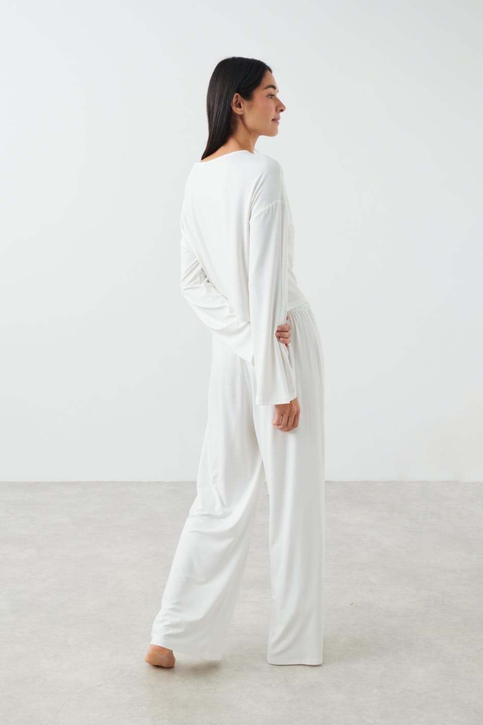 Drawstring wide trousers