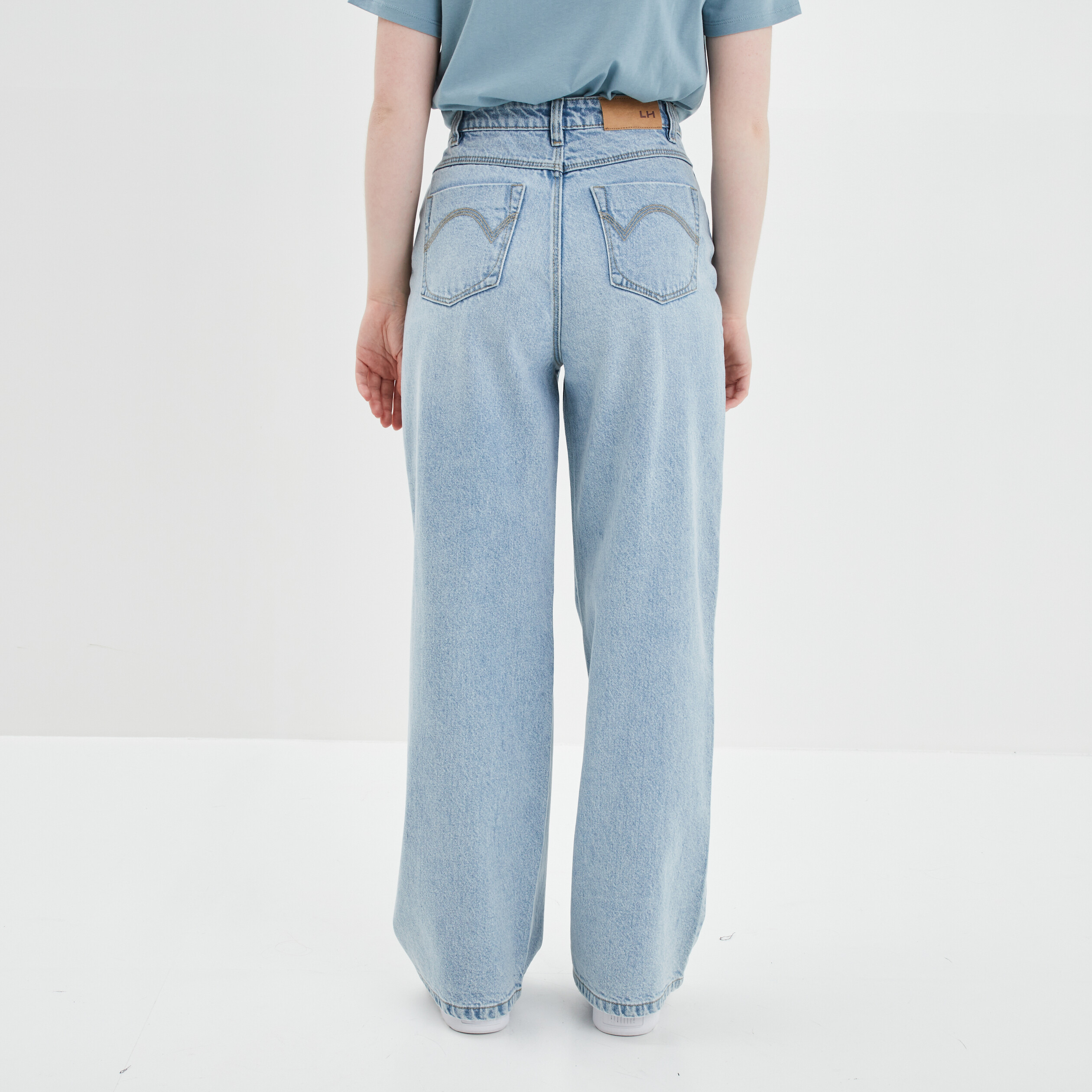 Jeans wide leg taille haute denim double stone femme | La Halle