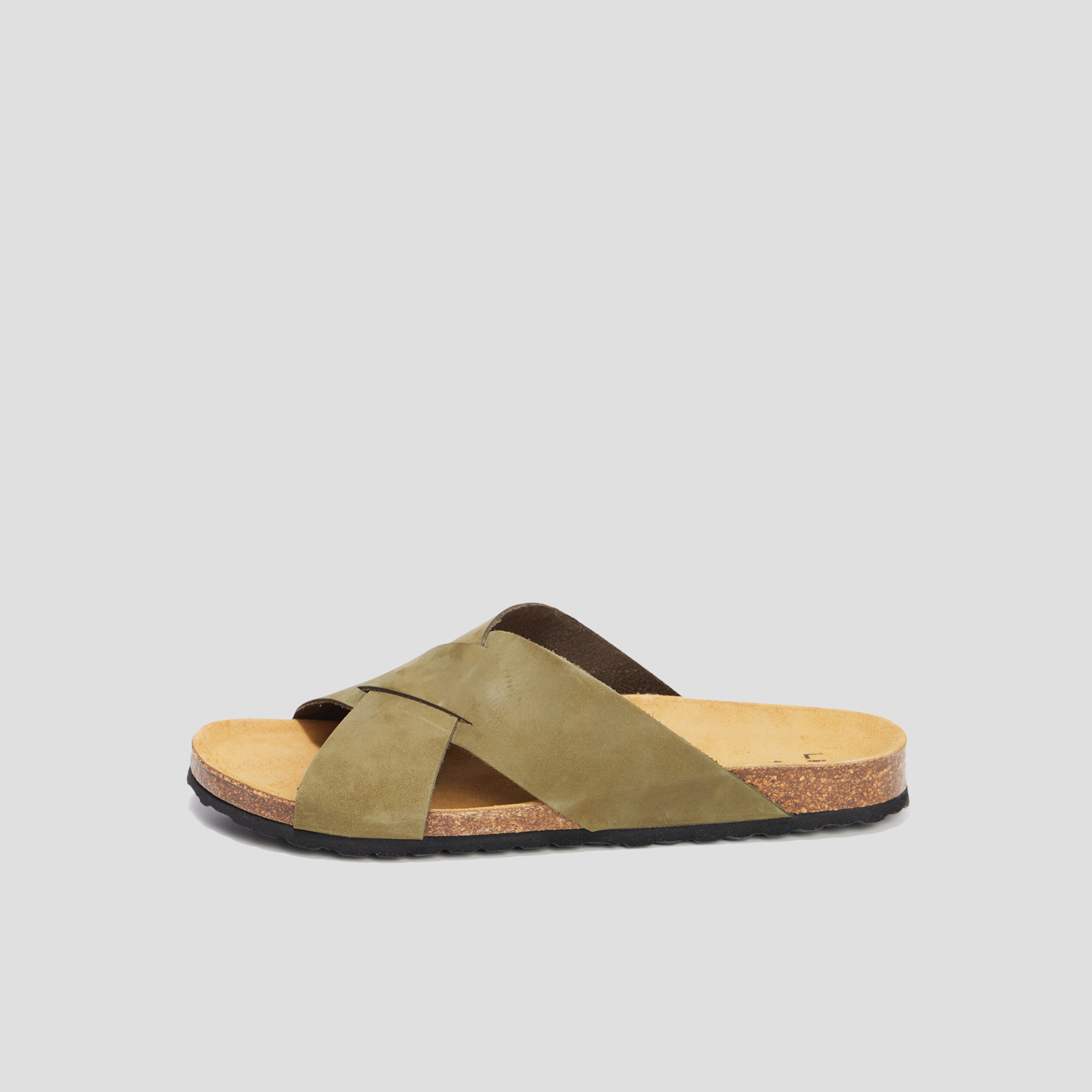 Mules brides croisées en cuir Gaxtere vert kaki homme | La Halle