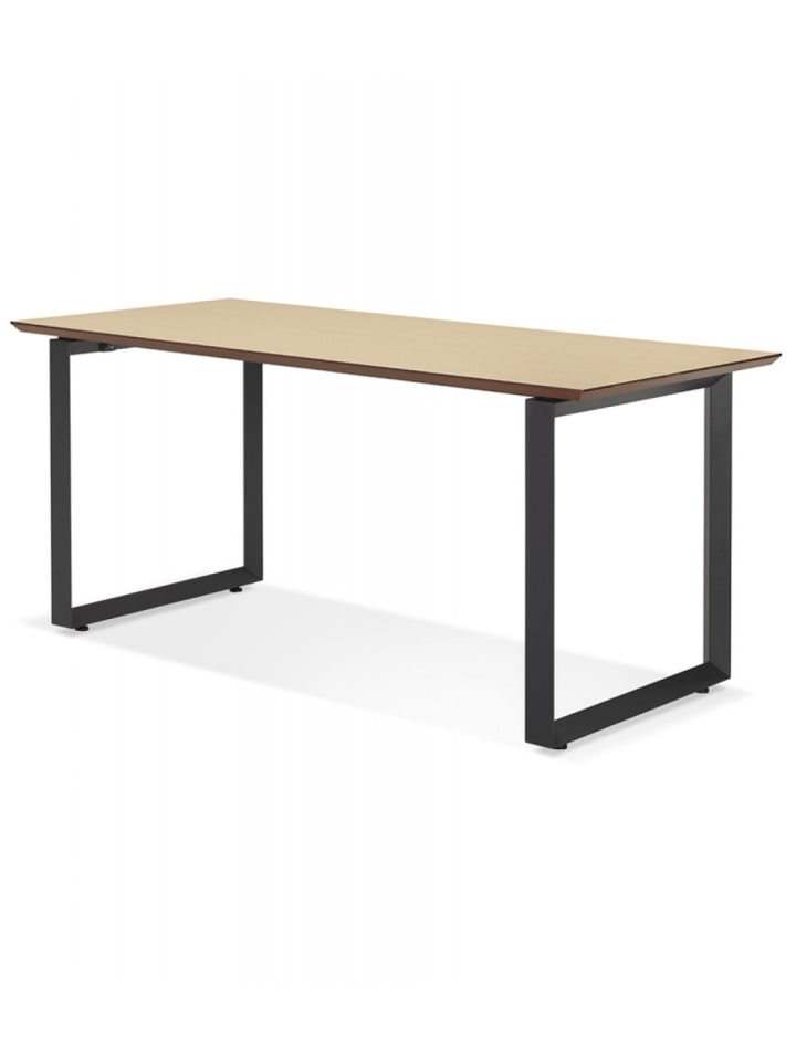 KADIMA DESIGN Großer Holz Metall Schreibtisch | Modern Elegant Design in Beige-Schwarz günstig kaufen