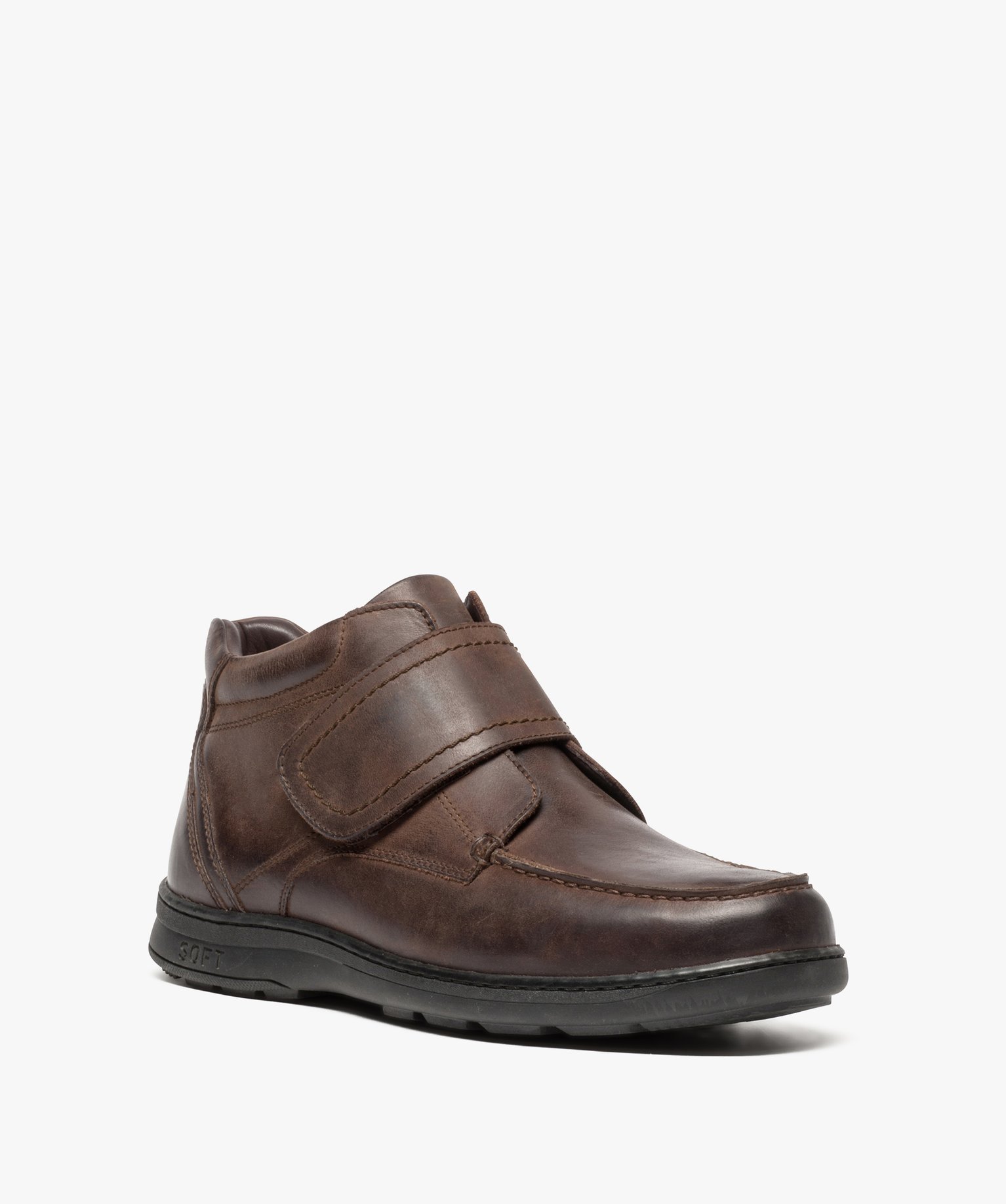 Boots homme confort en cuir fermeture scratch | GEMO