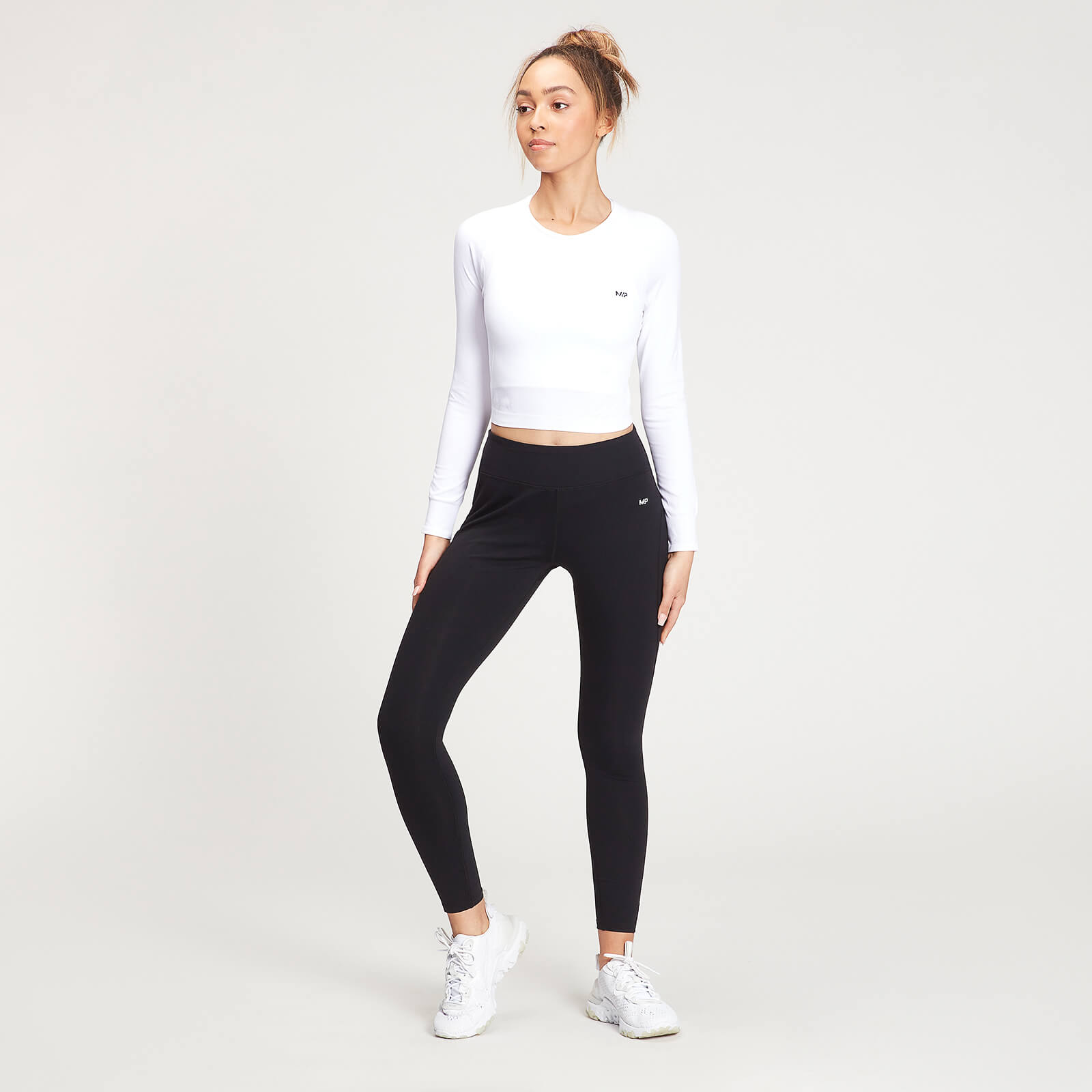 Crop top sans coutures à manches longues MP Shape Seamless pour femmes – Blanc