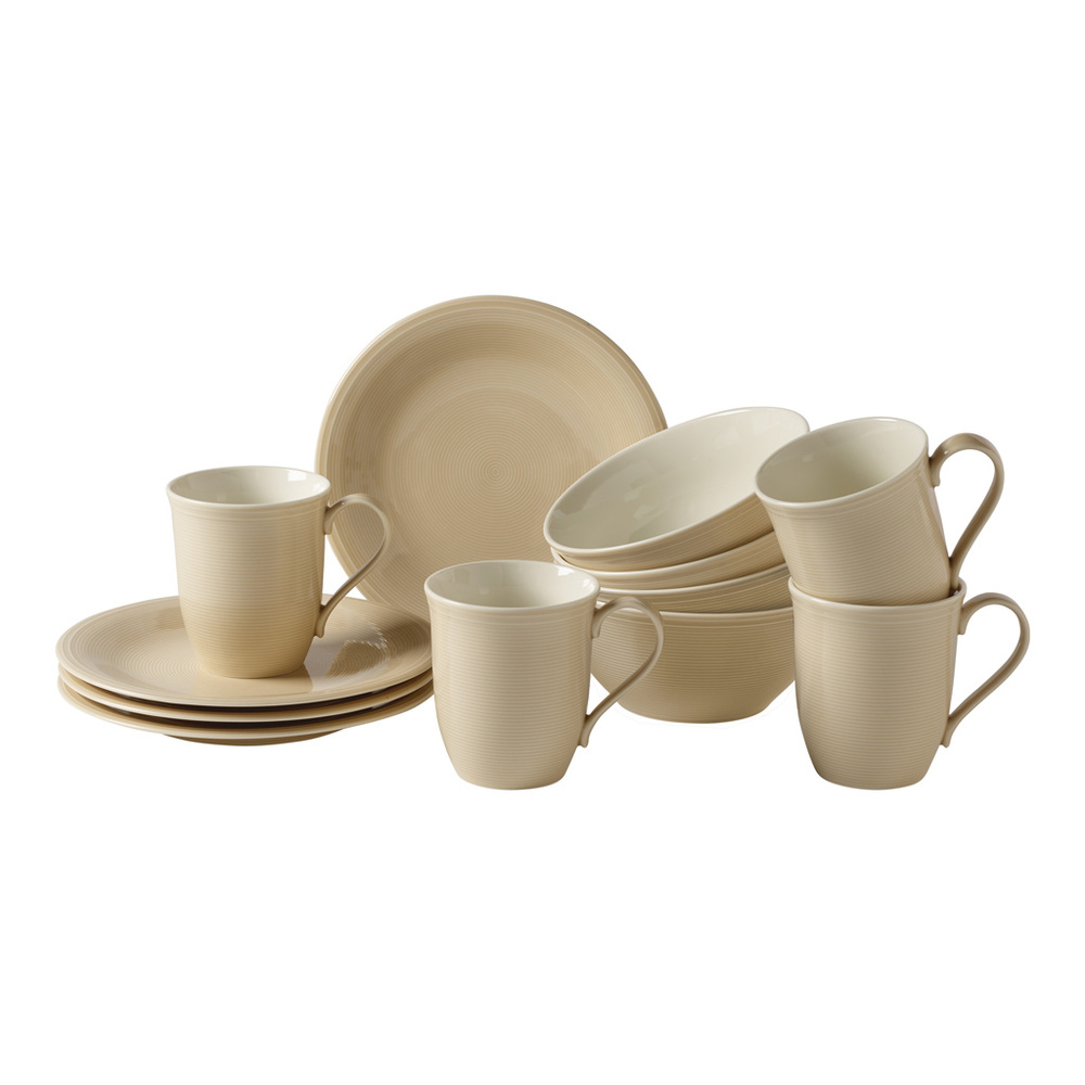 like. by Villeroy & Boch Set Petit-Dejeuner 12pcs Color Loop Sand service de vaisselle