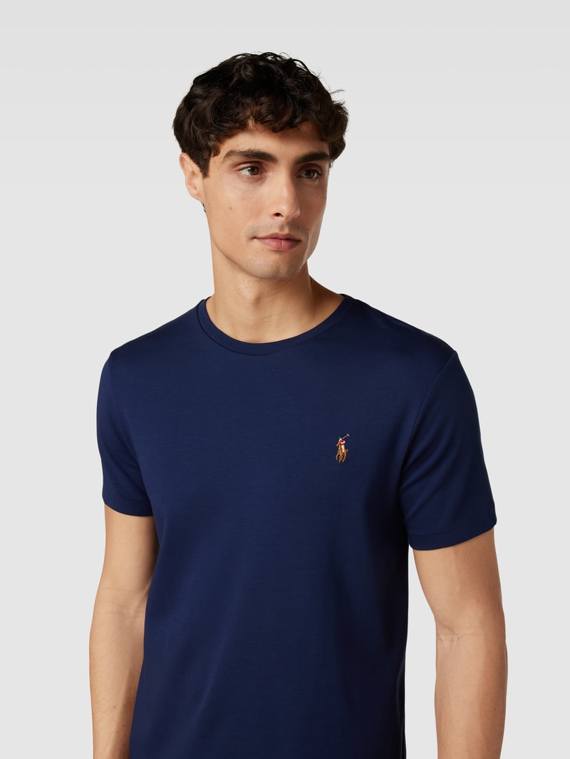 T-Shirt mit Streifenmuster Modell 'PIMA' in marineblau