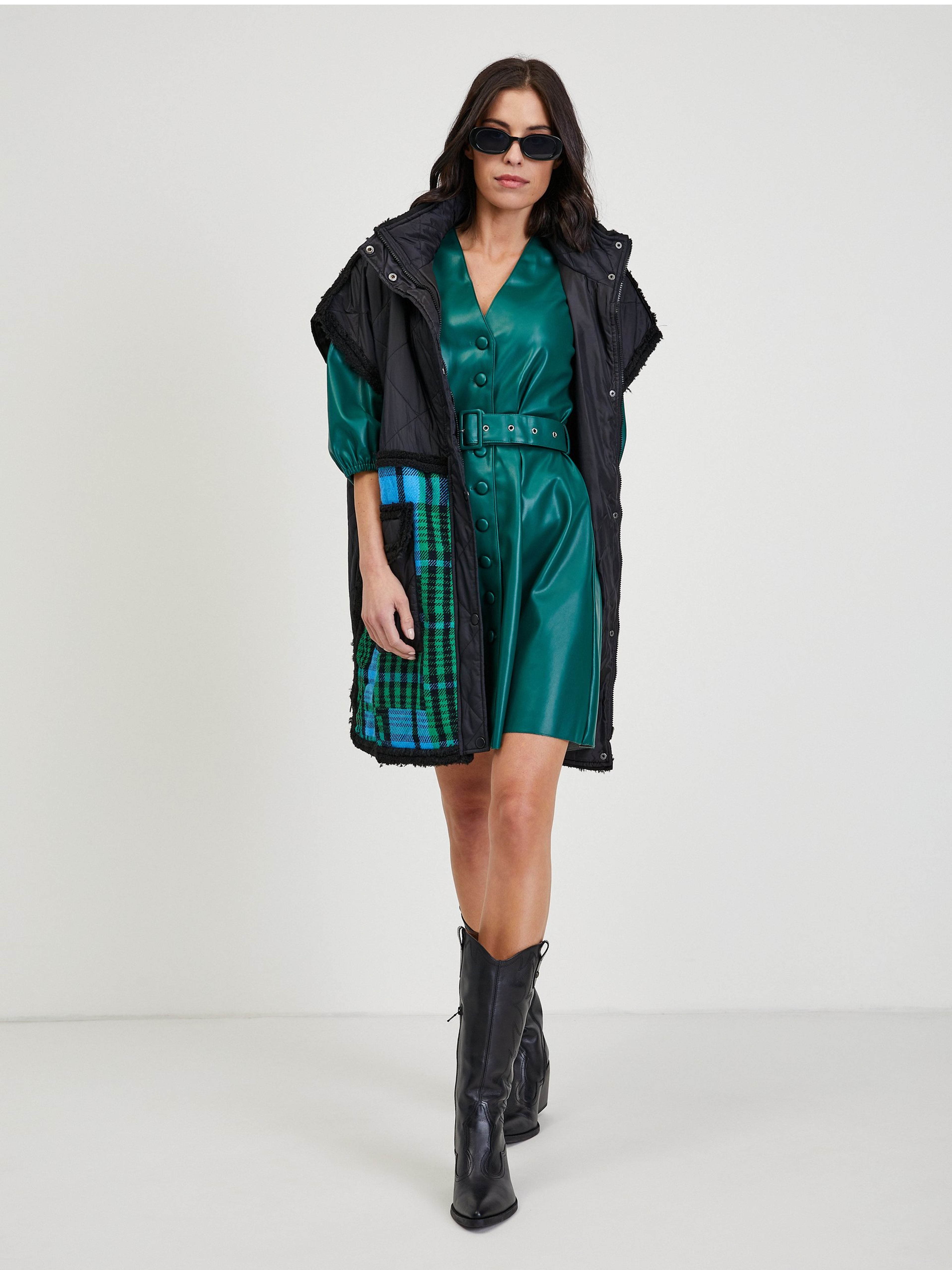 Grünes Damen Kunstlederkleid ORSAY