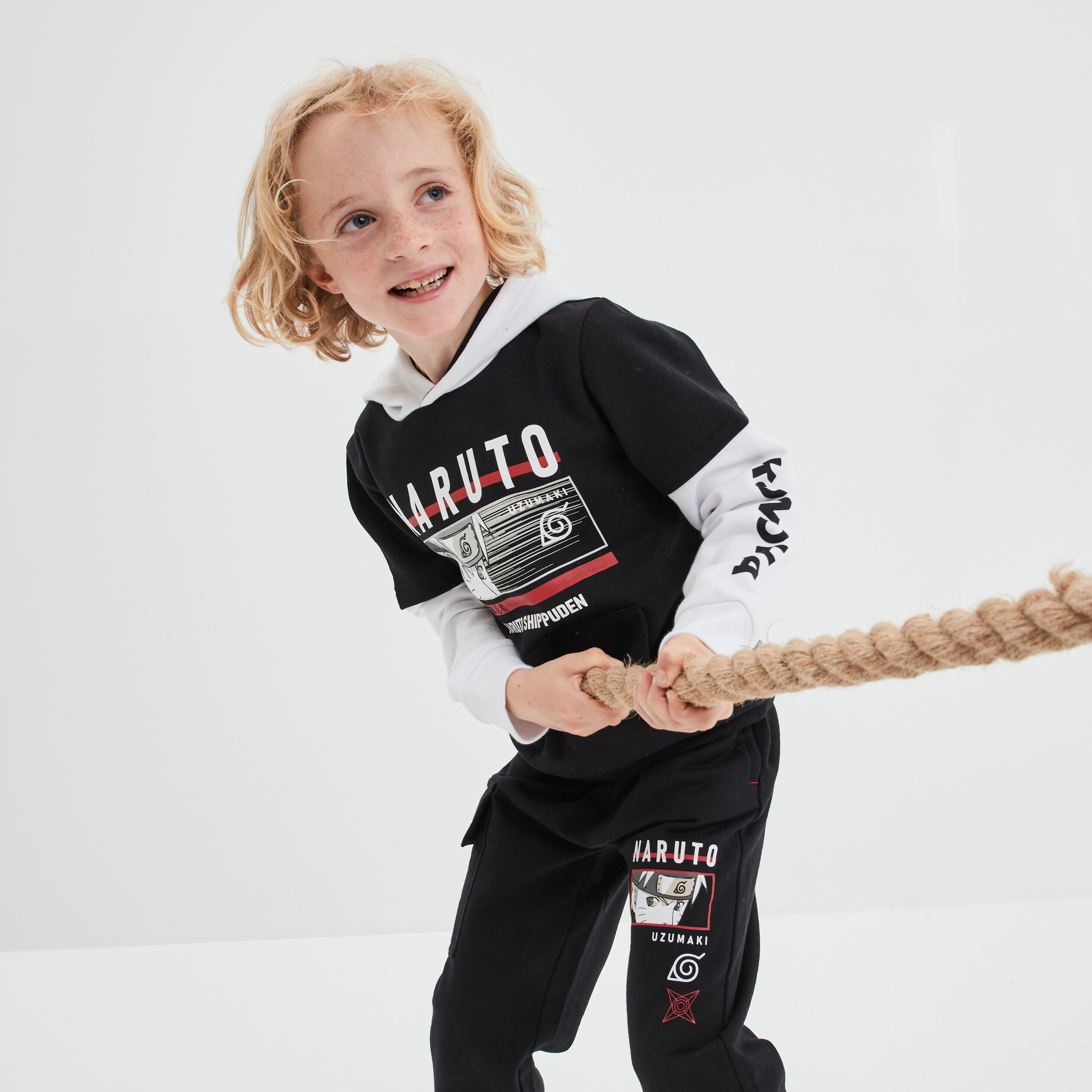 Sweat à capuche hoodie 2-en-1 Naruto noir garçon | La Halle