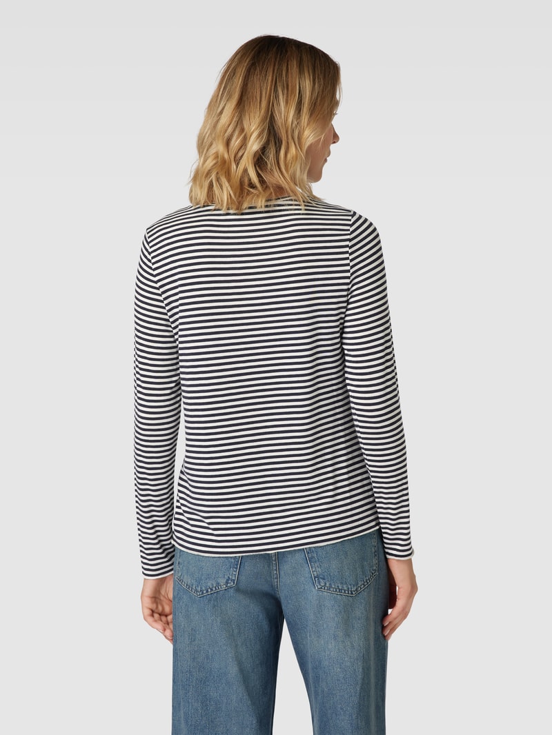 Longsleeve mit Streifenmuster und Rundhalsausschnitt in marineblau