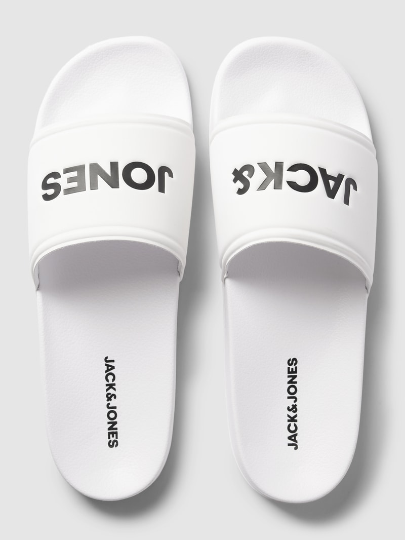 Slides mit Logo-Print Modell 'LARRY' in weiß