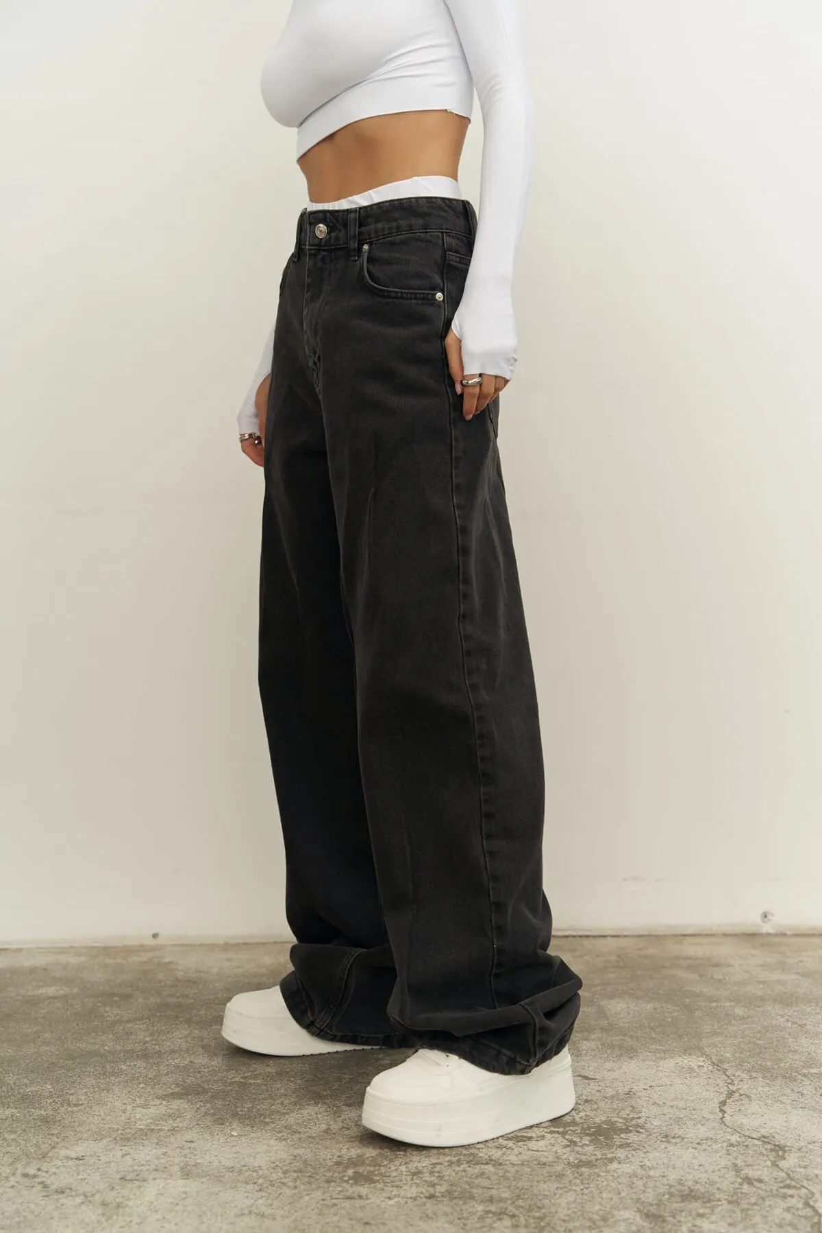 MAİ COLLECTİON  Drew schwarze Jeanshose