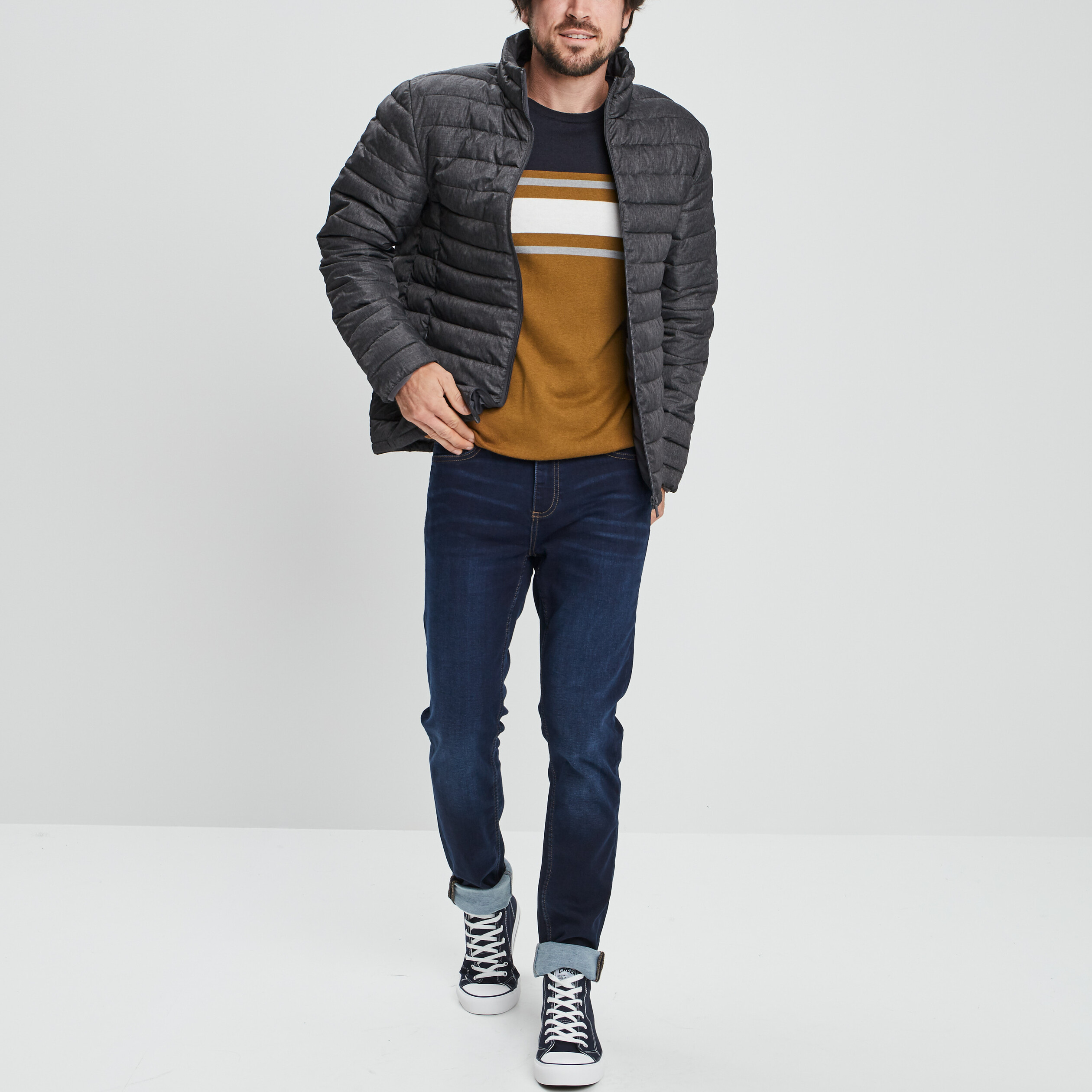 Pull fin manches longues couleur bronze homme | La Halle