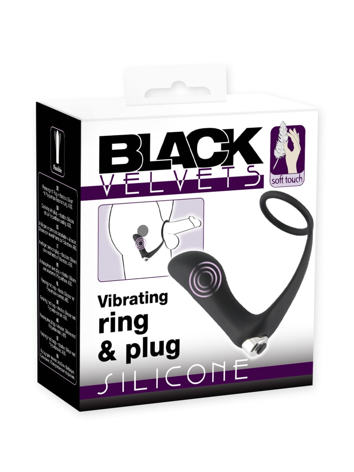 Black Velvets Analplug mit Penisring Vibrating Ring & Plug in schwarz günstig kaufen 10,8 cm