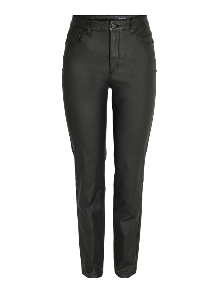 Noisy may Slim Fit Straight Leg Pants PU Coated NMMONI in Schwarz-2 günstig kaufen Gr.36/L30