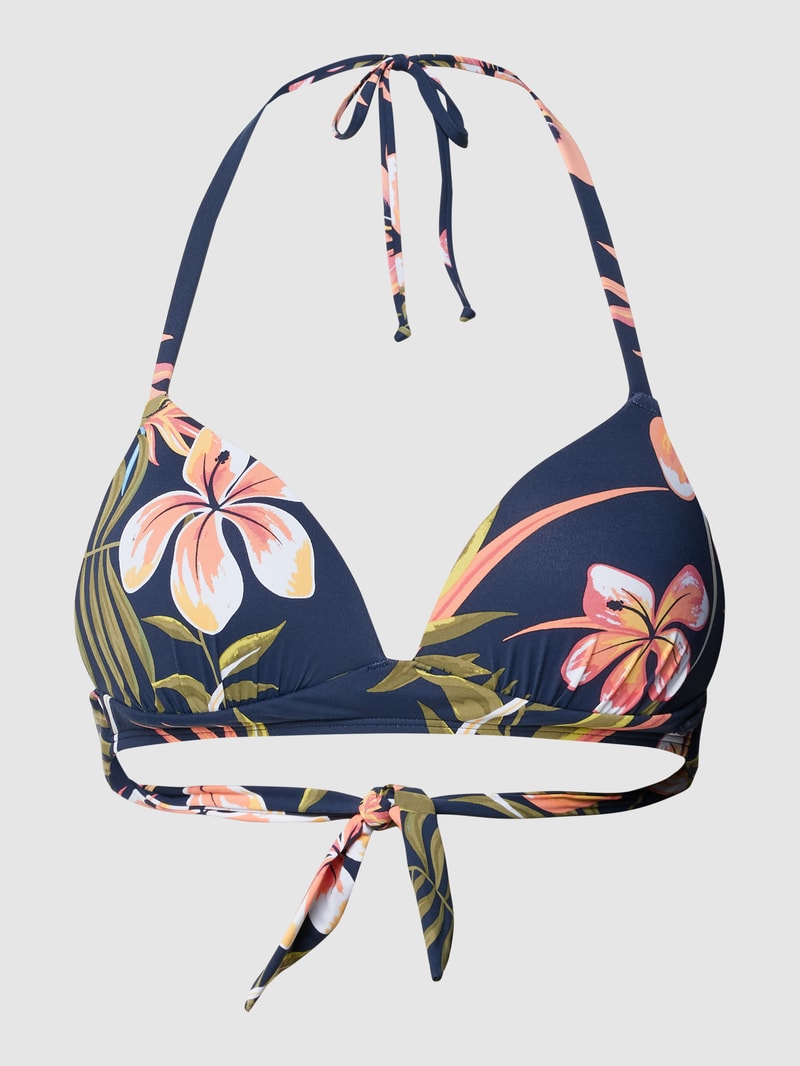 Bikini-Oberteil mit floralem Muster Modell 'INTO THE SUN' in marineblau