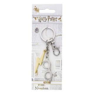 Harry Potter Schlüsselanhänger Blitz & Brille (versilbert)