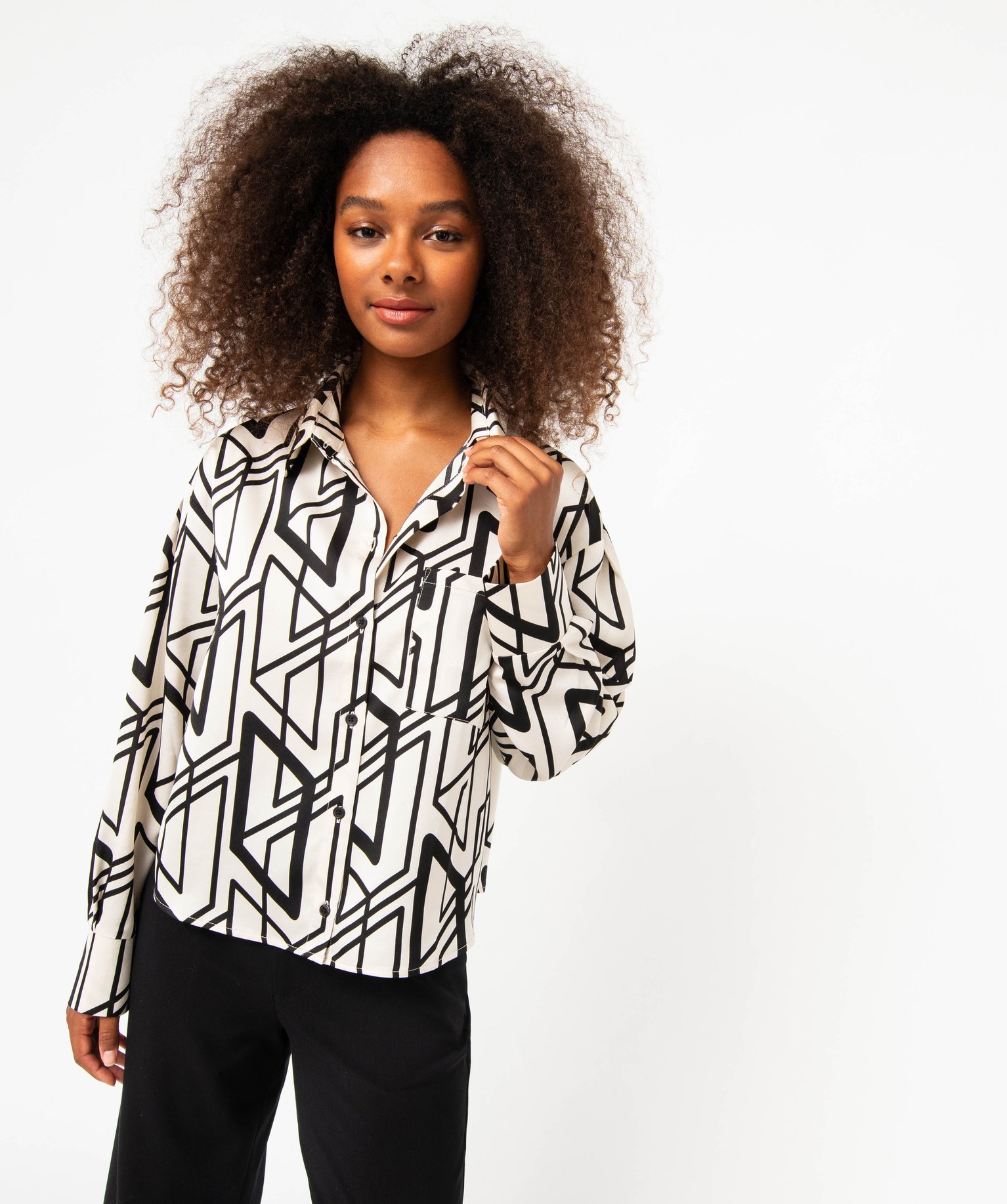 Chemise imprimée coupe large et courte femme imprime | GEMO