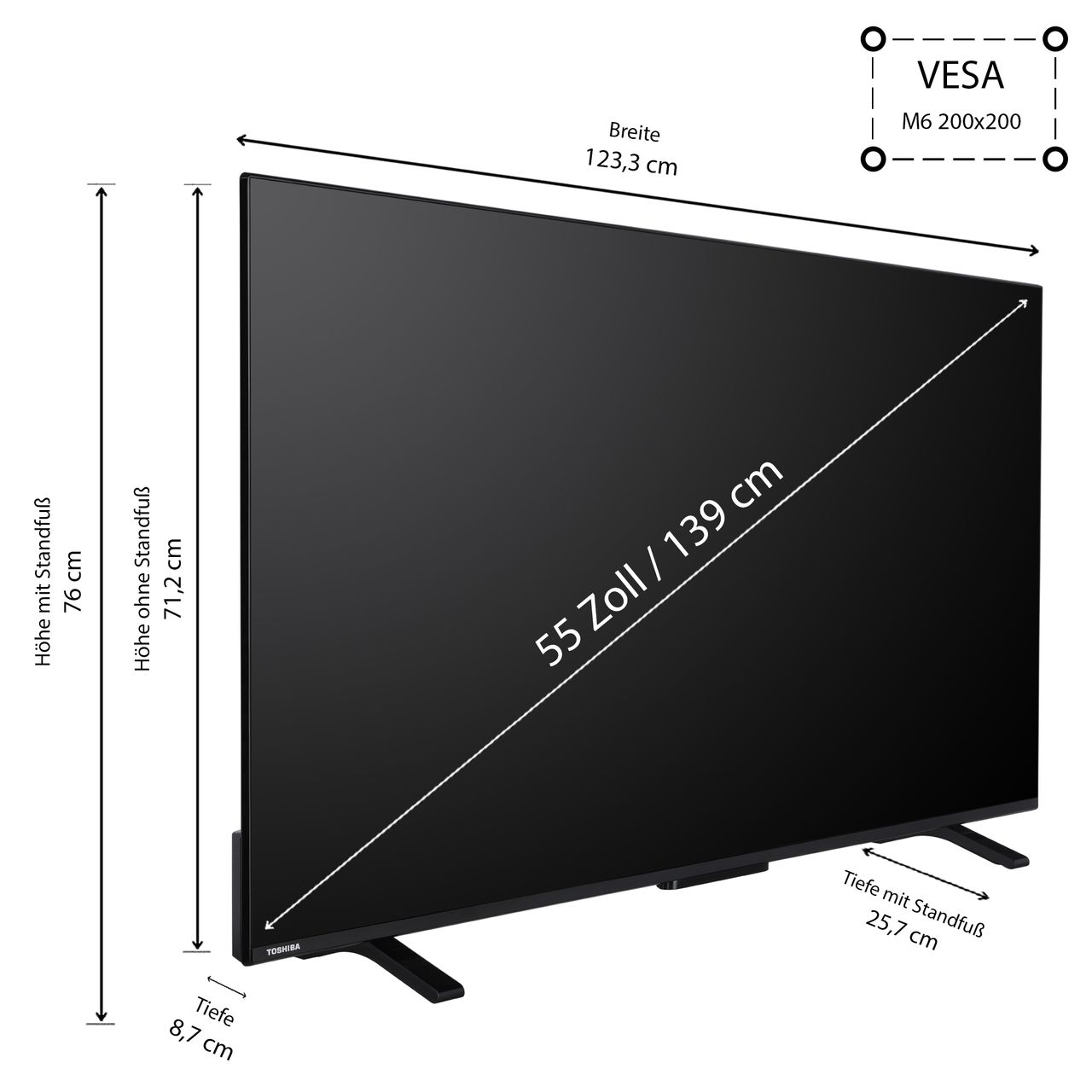Toshiba Toshiba 55UV2363DAN 55 Zoll Fernseher / VIDAA Smart TV (4K UHD, Dolby Vision HDR, Triple-Tuner)