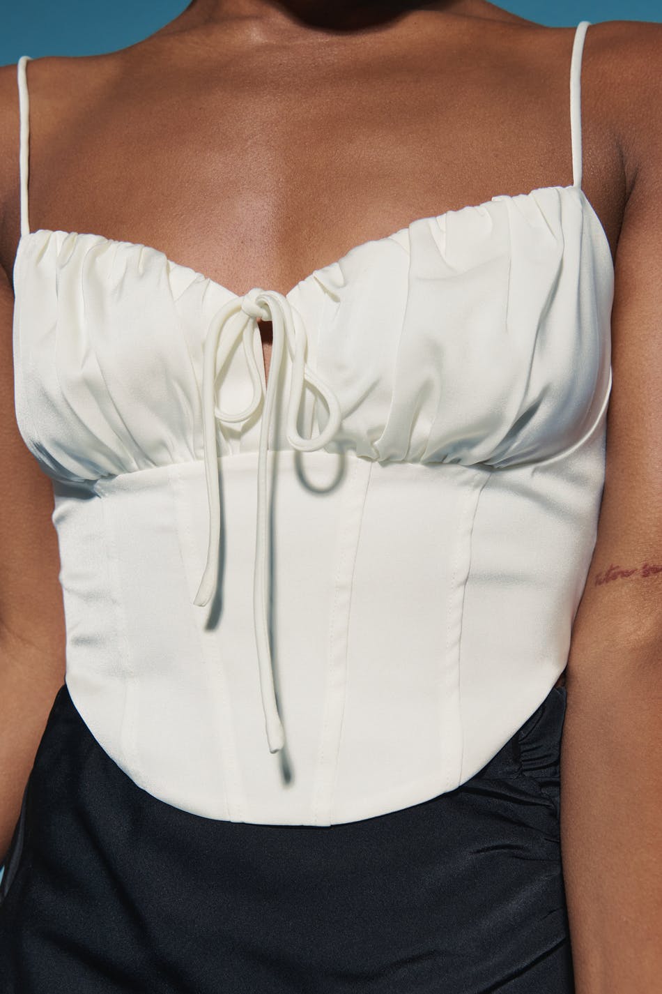 Gathered bust strap top