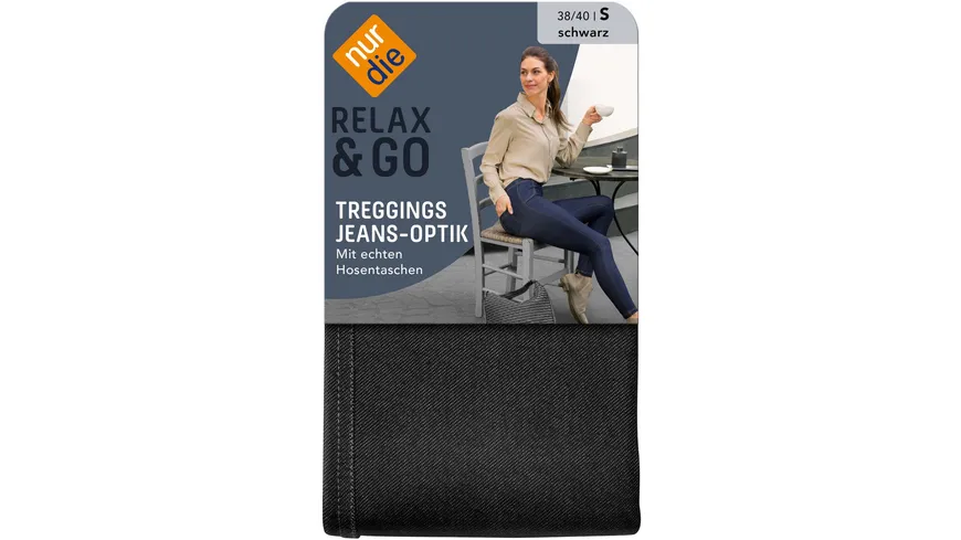 NUR DIE Damen Treggings in Jeans-Optik schwarz