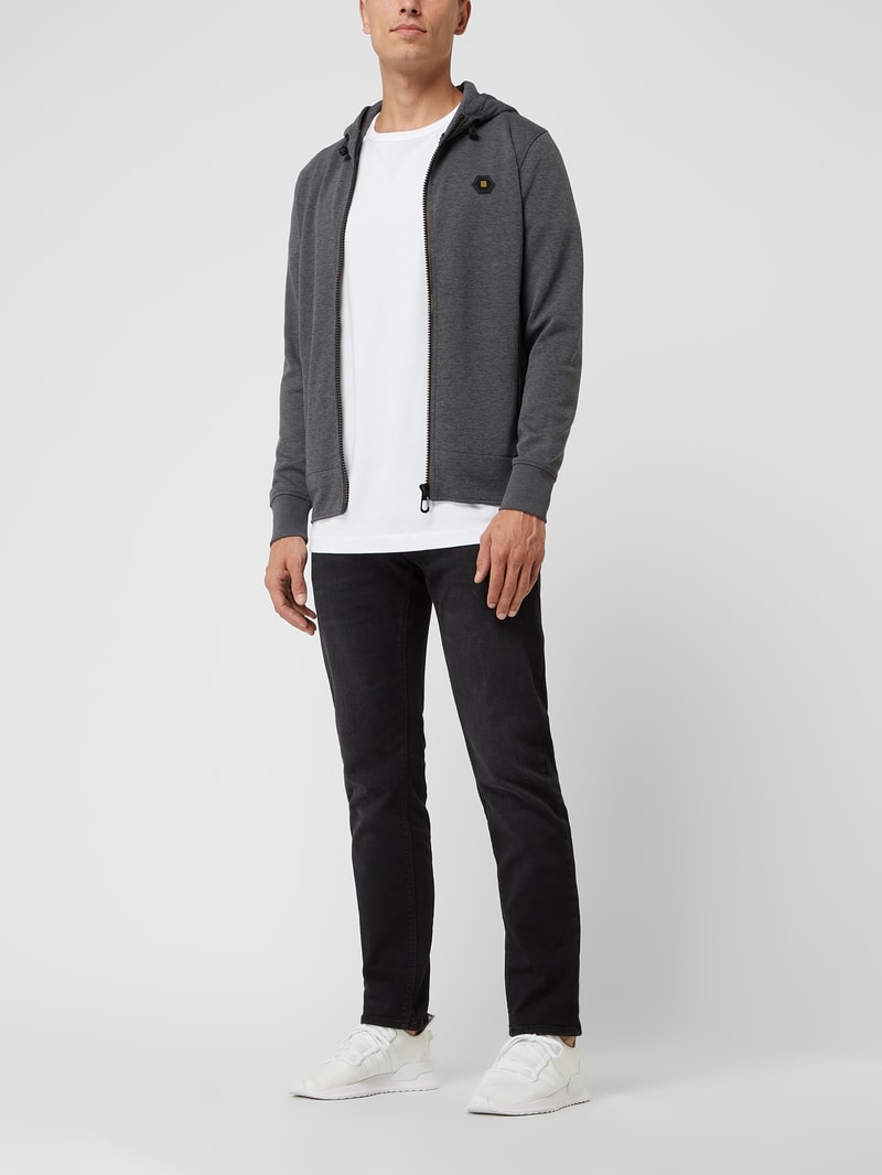 Sweatjacke in Melange-Optik in anthrazit meliert
