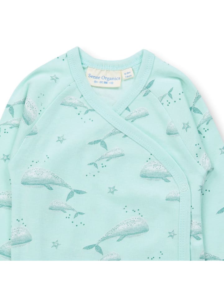 Sense Organics Sense Organics Ygon Baby Wrap Wickel - Body L/S Whales ice Green 50/56 günstig kaufen