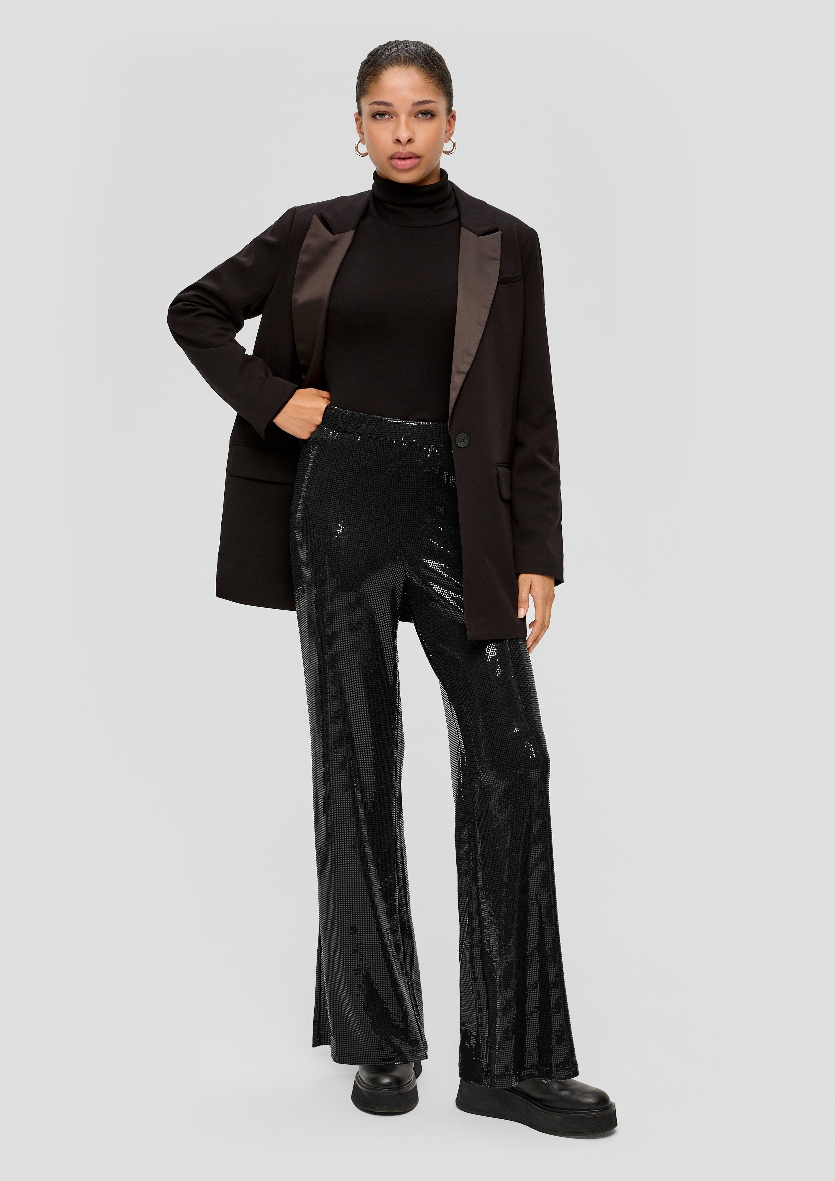 Regular: Pailletten-Hose mit Flared Leg  2138354-9999