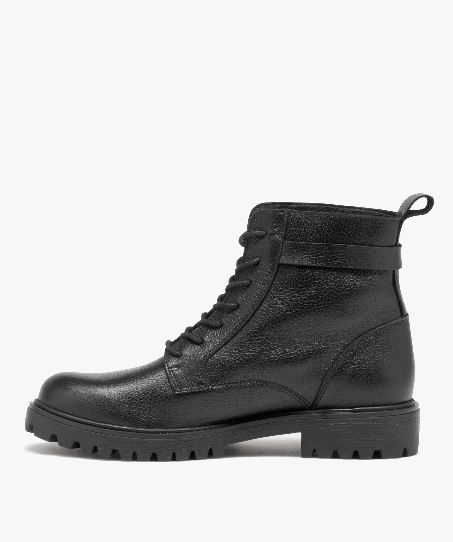 Boots femme en cuir uni et souple à lacets - Taneo noir | GEMO