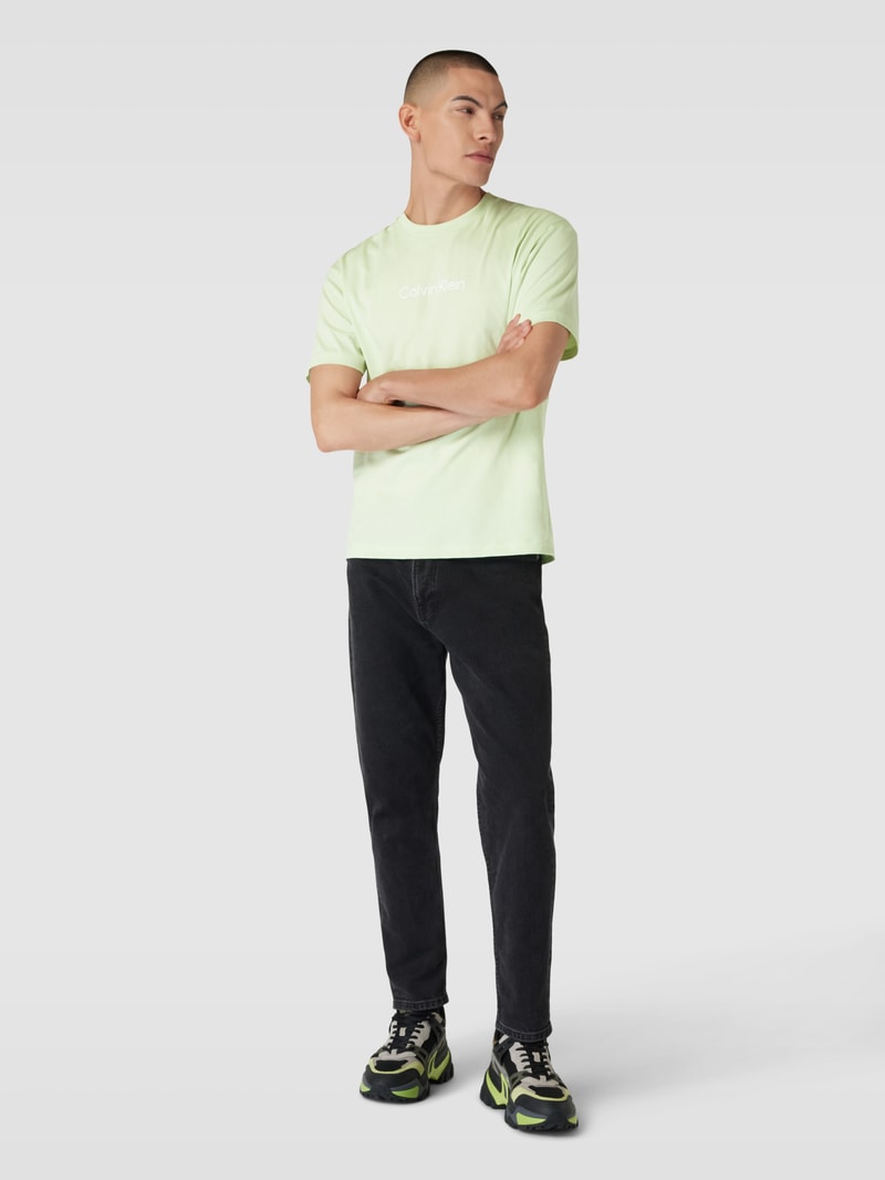 T-Shirt mit Label-Print Modell 'HERO' in neon grün