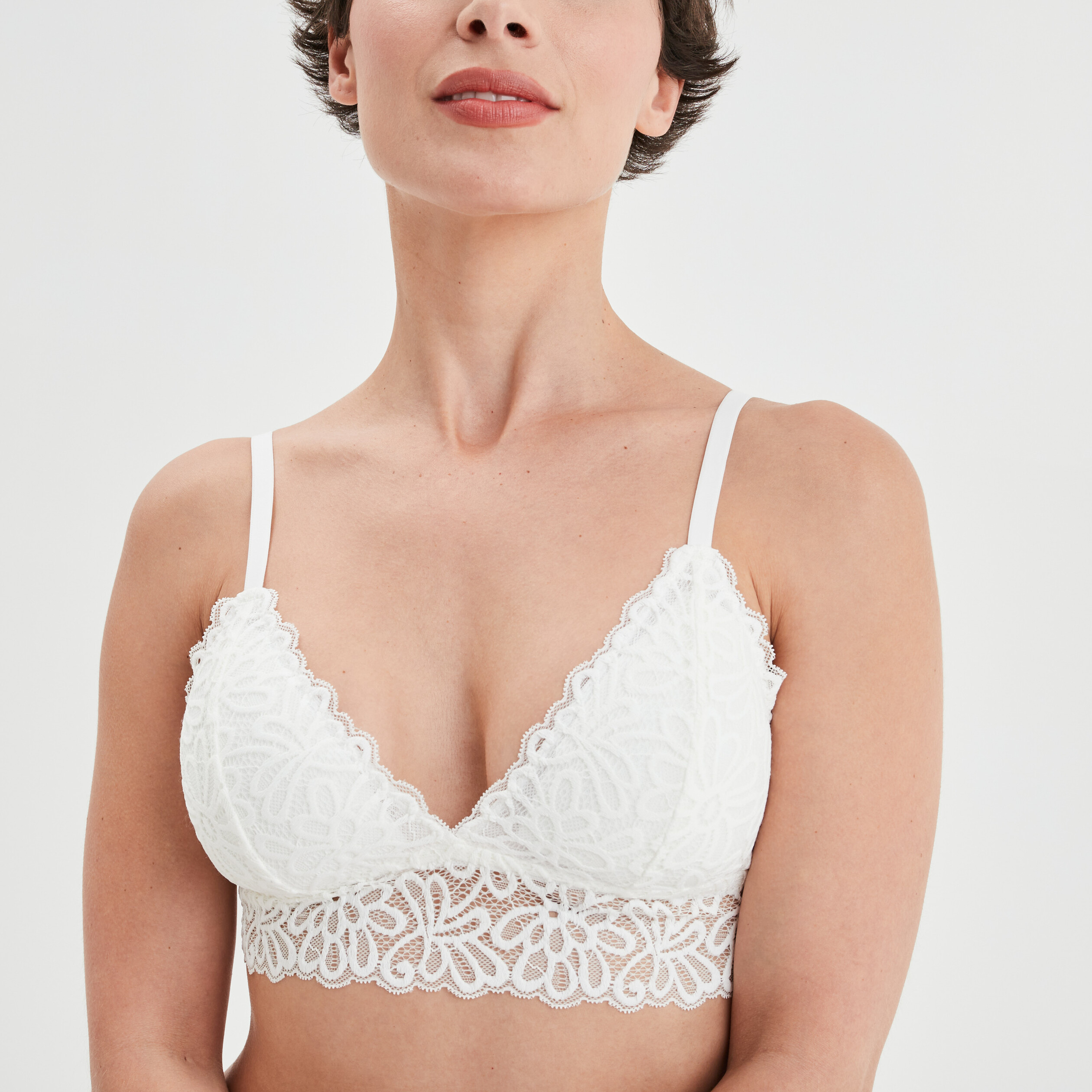Soutien-gorge triangle avec dentelle blanc femme | La Halle