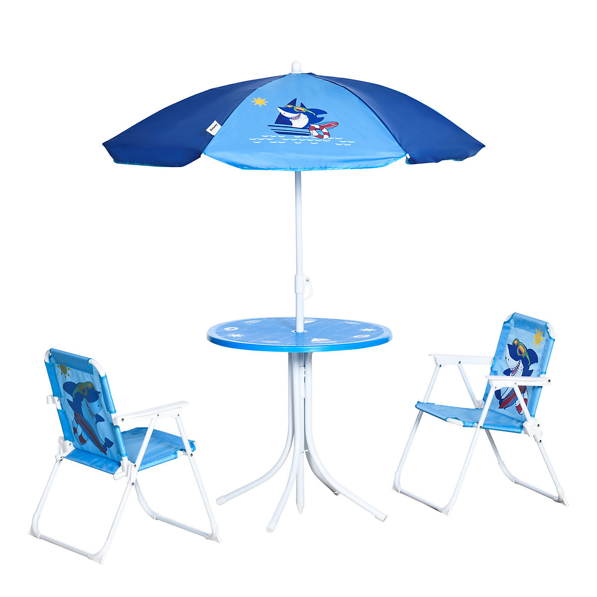 Kindersitzgruppe mit Tisch und Sonnenschirm