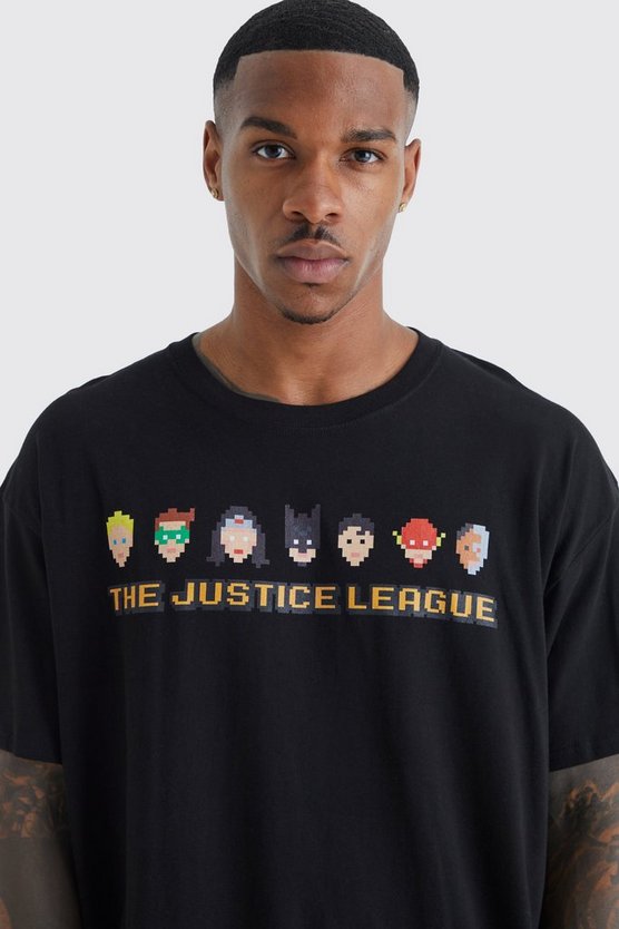 Oversize T-Shirt mit lizenziertem Pixel Justice League Print