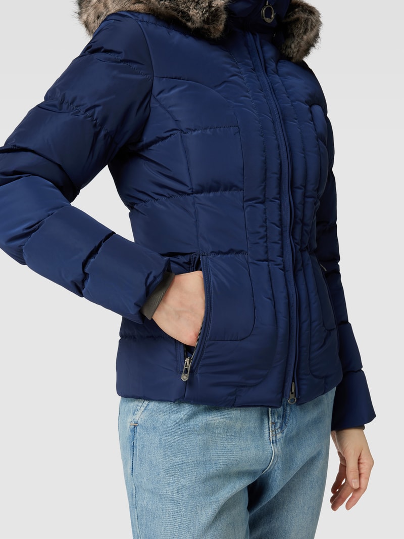 Steppjacke mit Webpelzbesatz Modell 'ASTORIA' in royalblau
