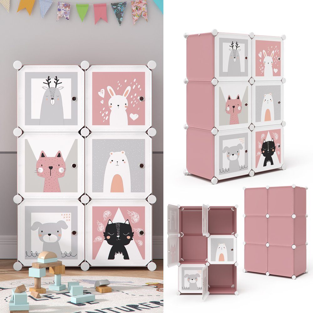 Vicco Bücherregal Kleiderschrank Steckregal Andy rosa modular 6 Fächer