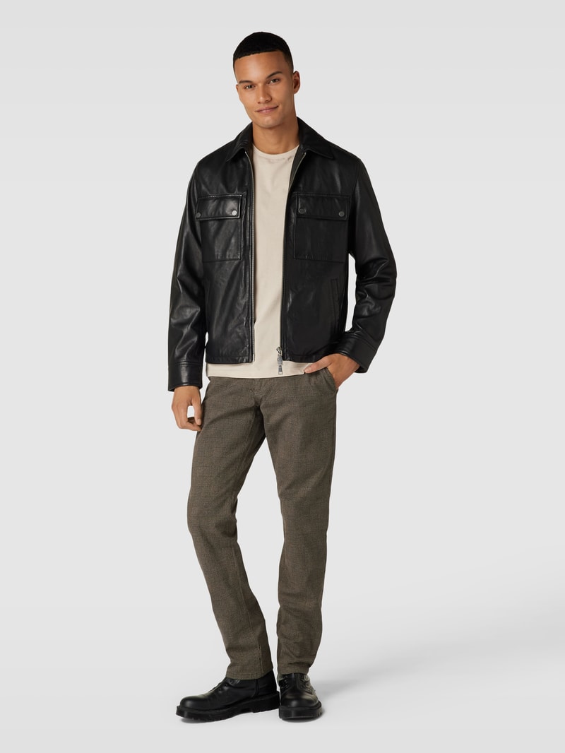 Slim Fit Anzughose mit Paspeltaschen am Gesäß Modell 'JOHN' in mittelbraun