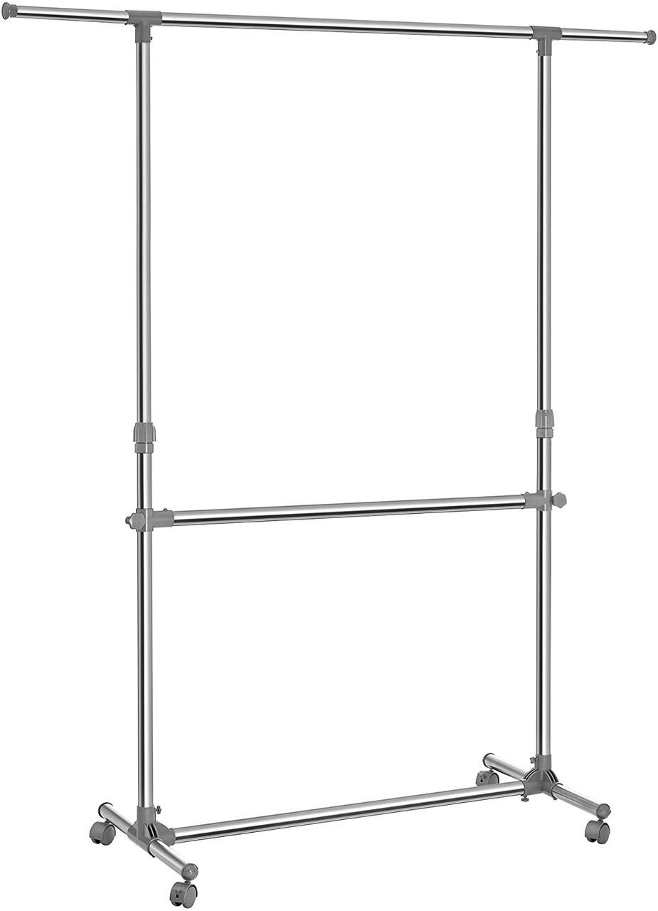 Songmics Garderobenständer mit Rollen Höhenverstellbar von 113 bis 198 cm