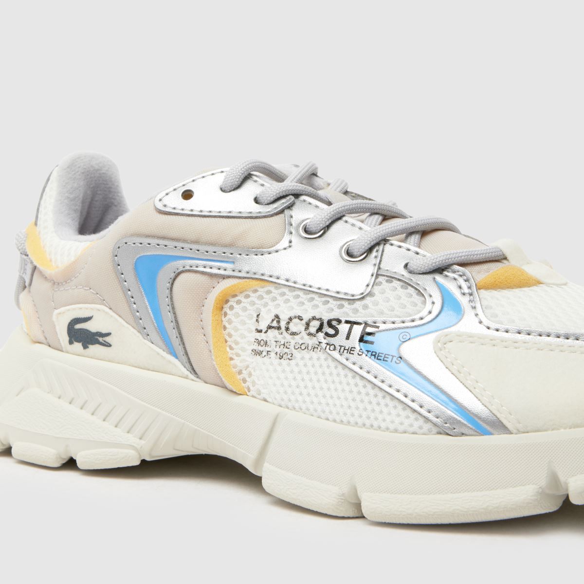 Lacoste silverfärgade l003 neo ungdomsskor