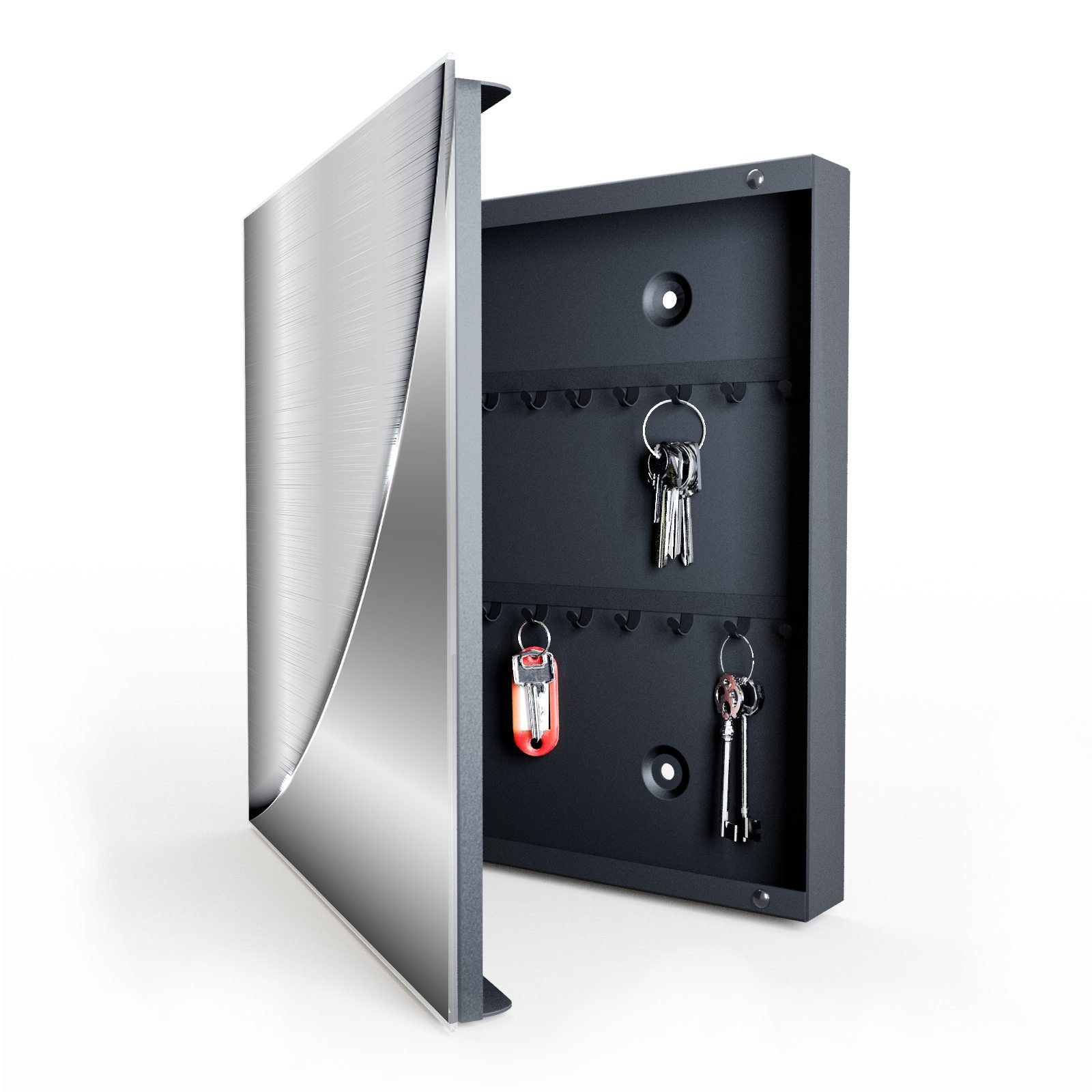 Primedeco Schlüsselkasten Magnetpinnwand mit Glasfront Metallische Form (1 St)