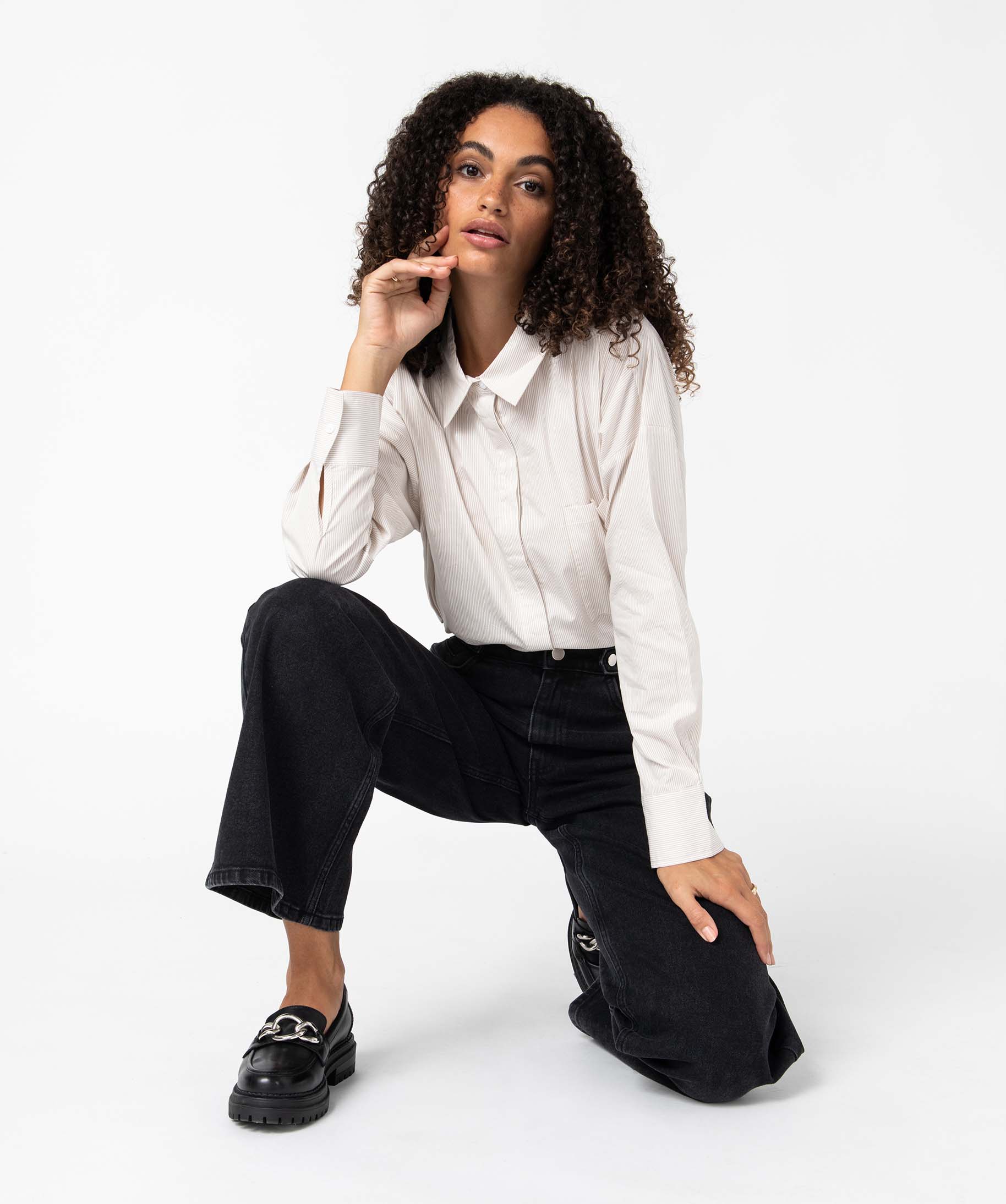 Chemise femme à fines rayures coupe oversize raye | GEMO