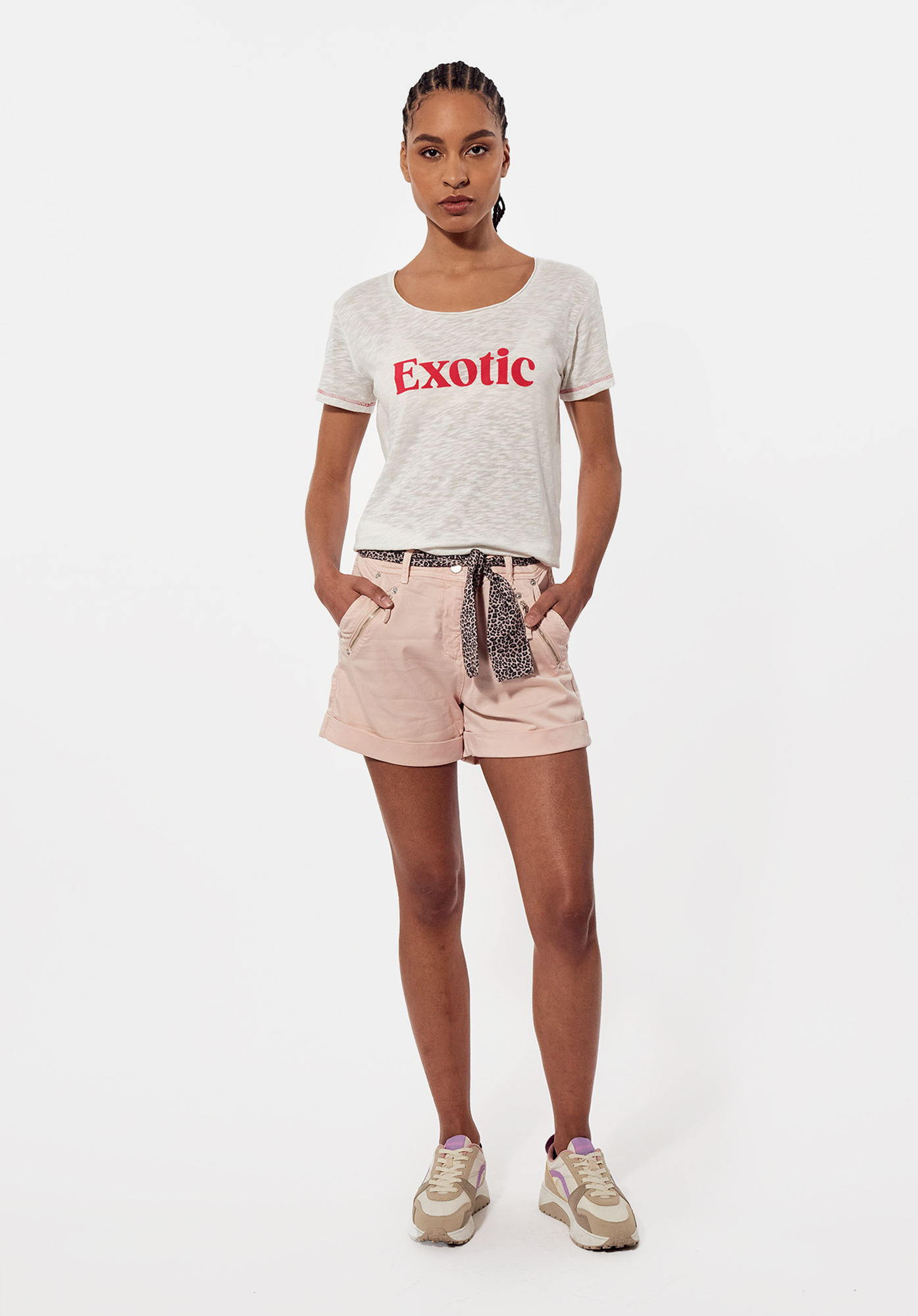 KOX    T-shirt blanc chiné femme