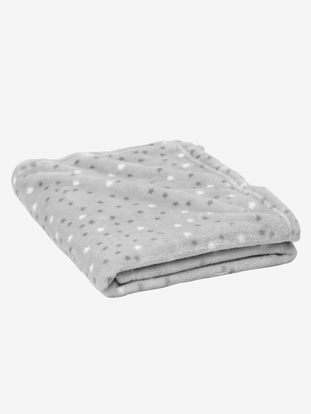 Couverture en microfibre imprimée étoiles Basics gris clair