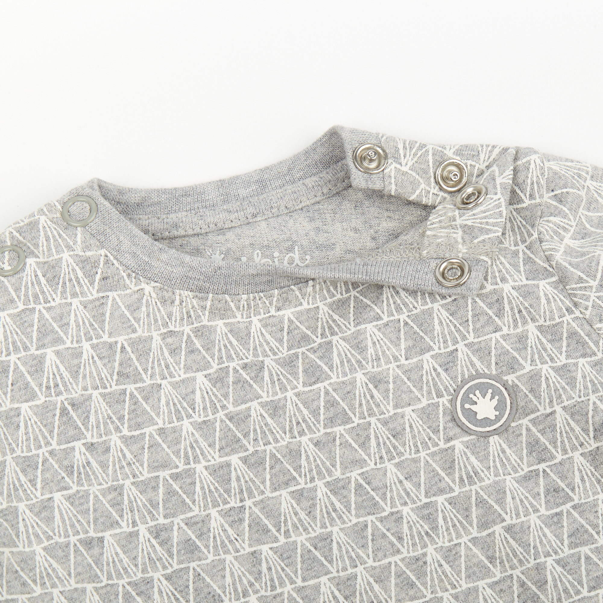 Baby Langarmshirt, grau meliert mit weißem Print