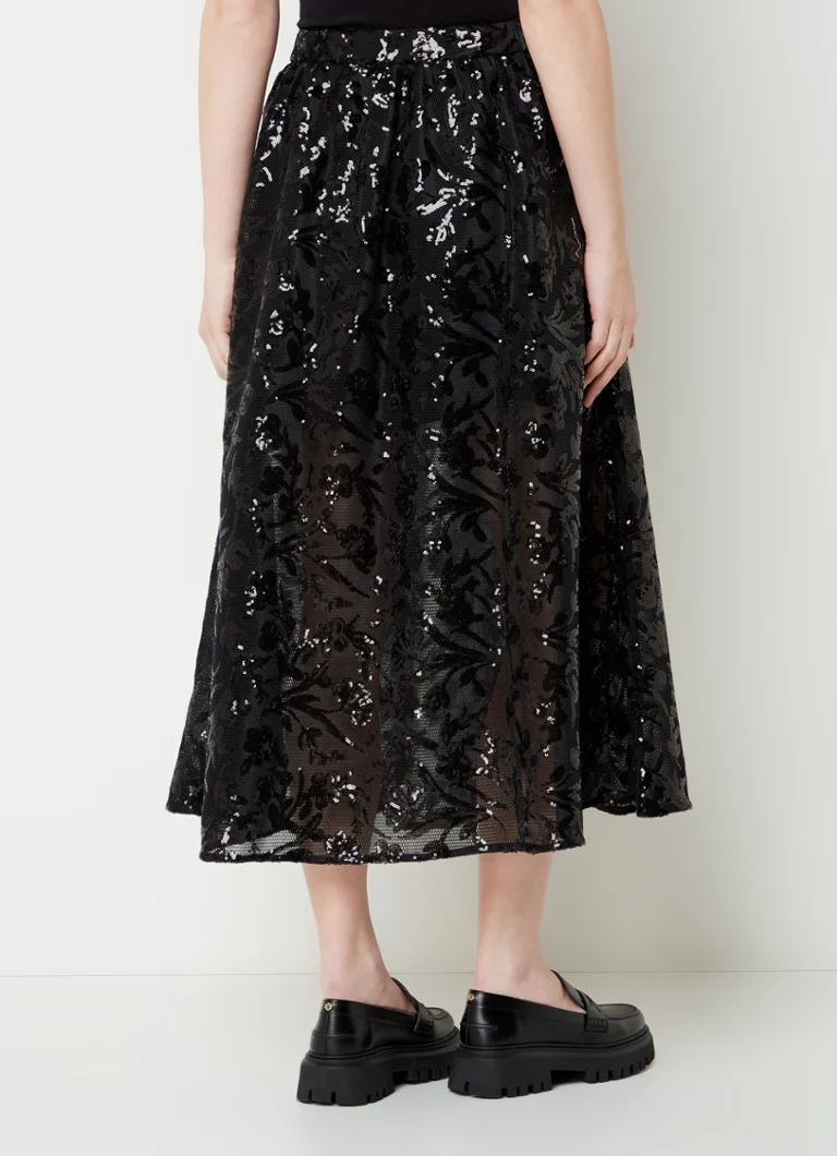 Gonna midi Maje con motivo jacquard e paillettes