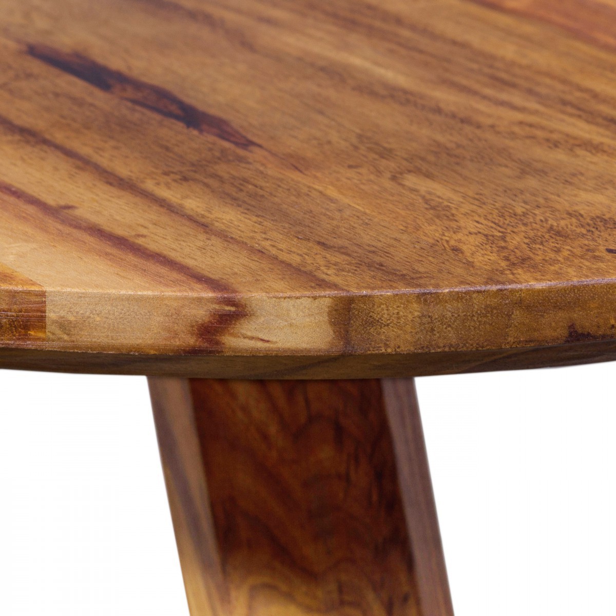 Wohnling Beistelltisch Massivholz Sheesham Design Wohnzimmer-Tisch 45 x 45cm rund Nachttisch Natur-Holz Landhaus-Stil