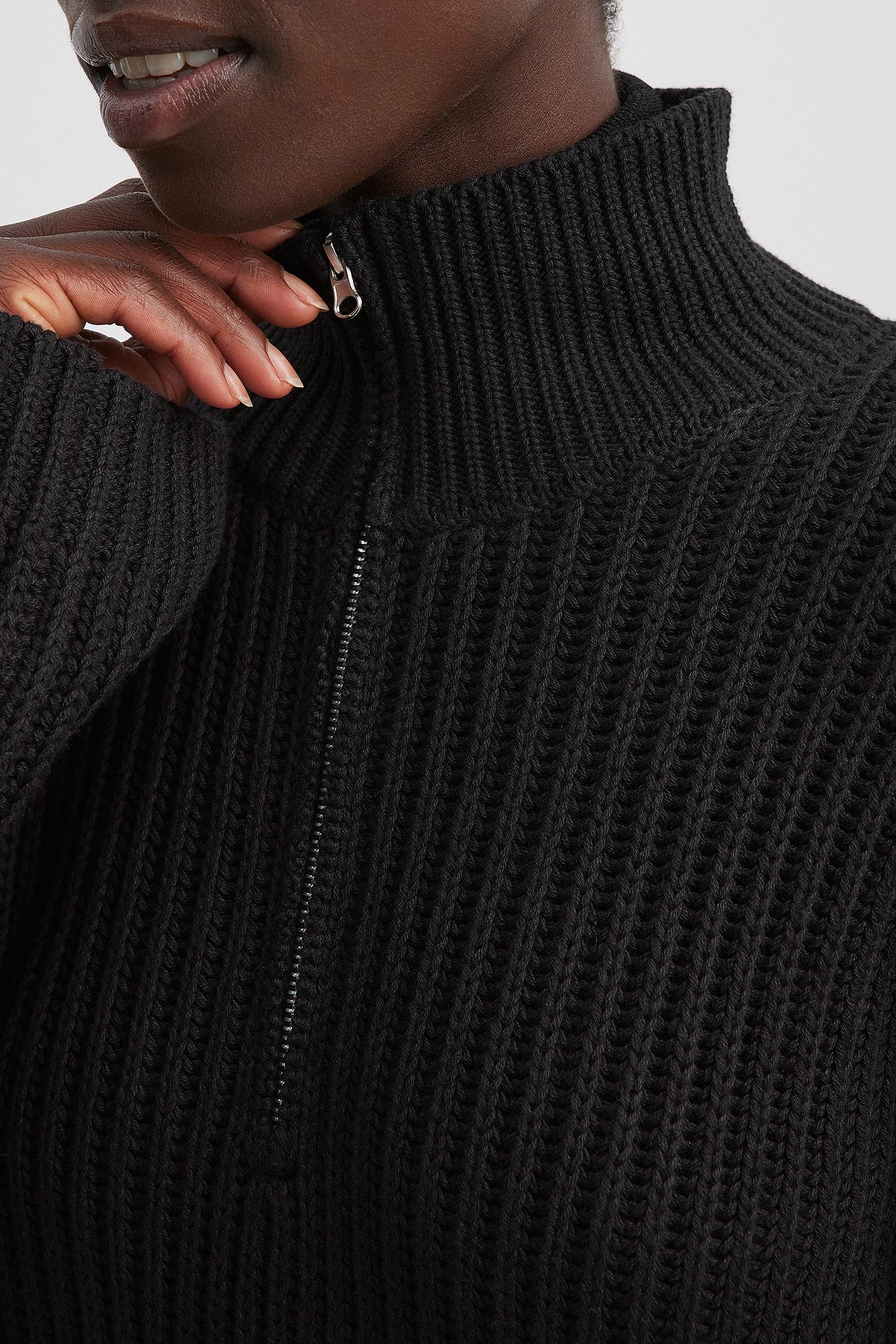 Reißverschluss vorne Strickpullover