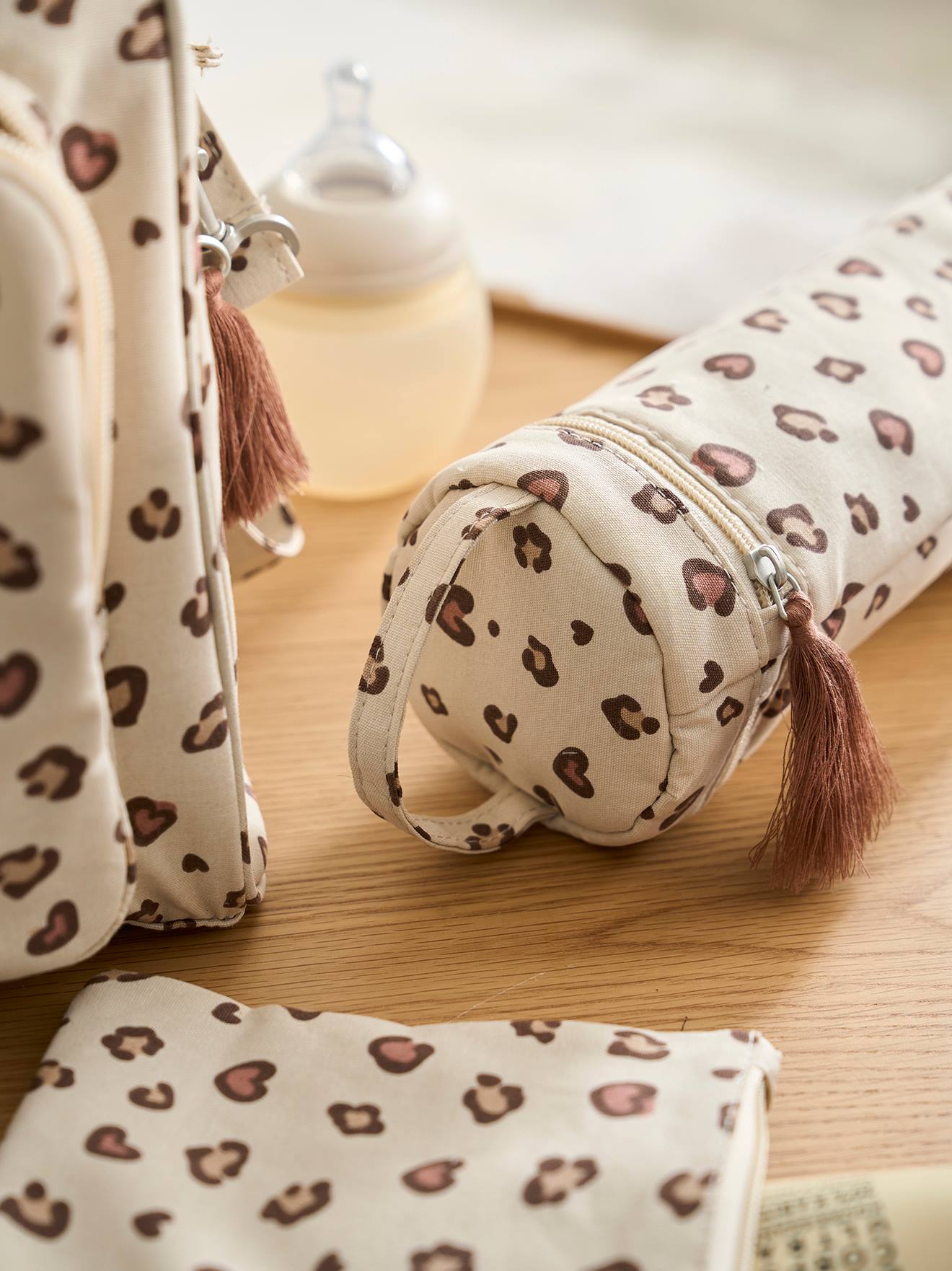 Vertbaudet Wickeltasche FAMILY, personalisierbar - sandfarben leoprint