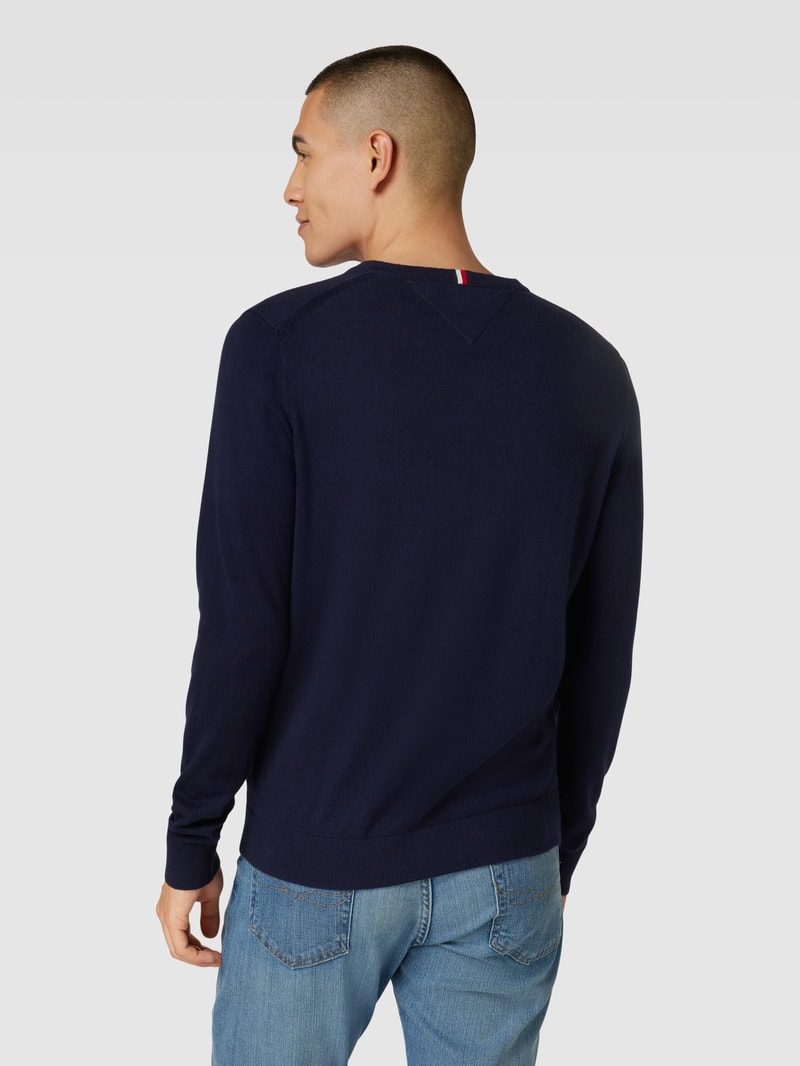 Strickpullover mit V-Ausschnitt Modell 'PIMA' in marineblau