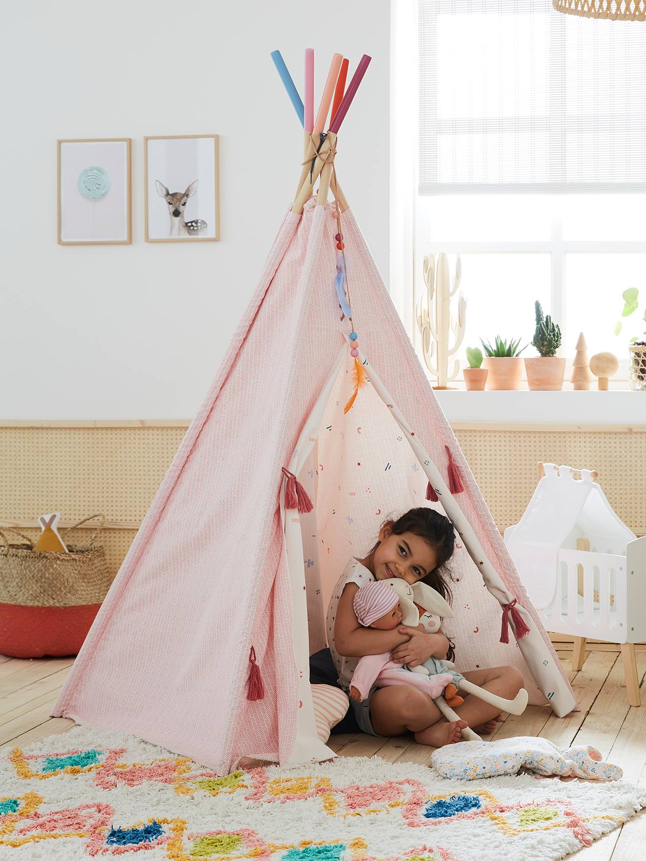Tipi réversible Petite Sioux rose