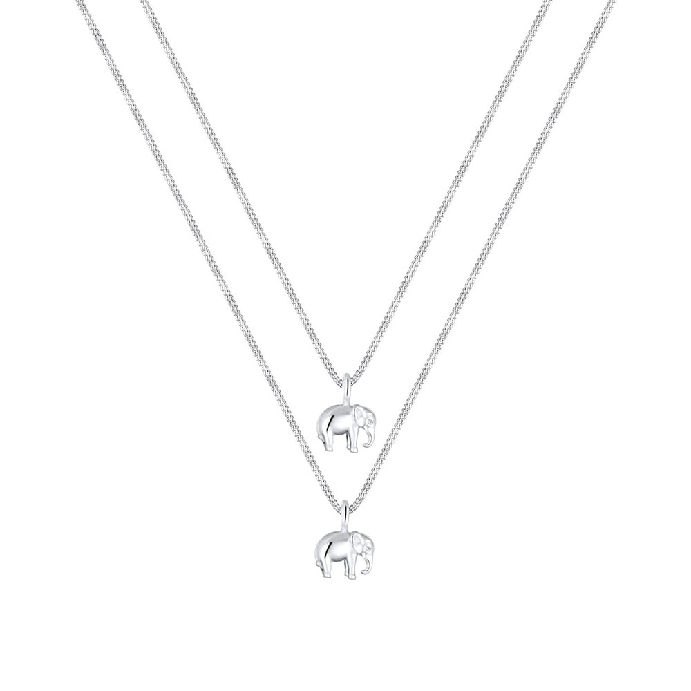 Elli Elli Collier Femme Mère Enfant Éléphant - (925/1000) Argent Bijoux