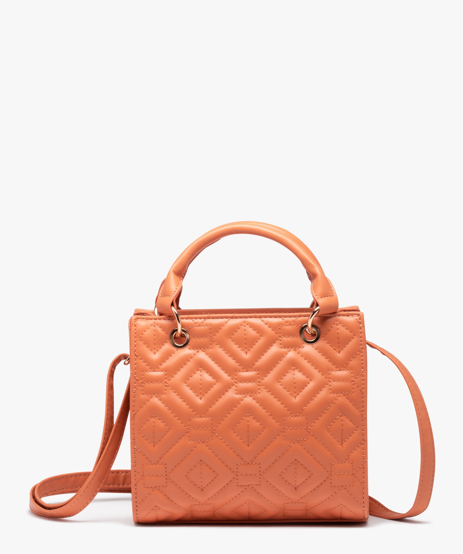Sac à main femme à motif matelassé graphique orange clair | GEMO