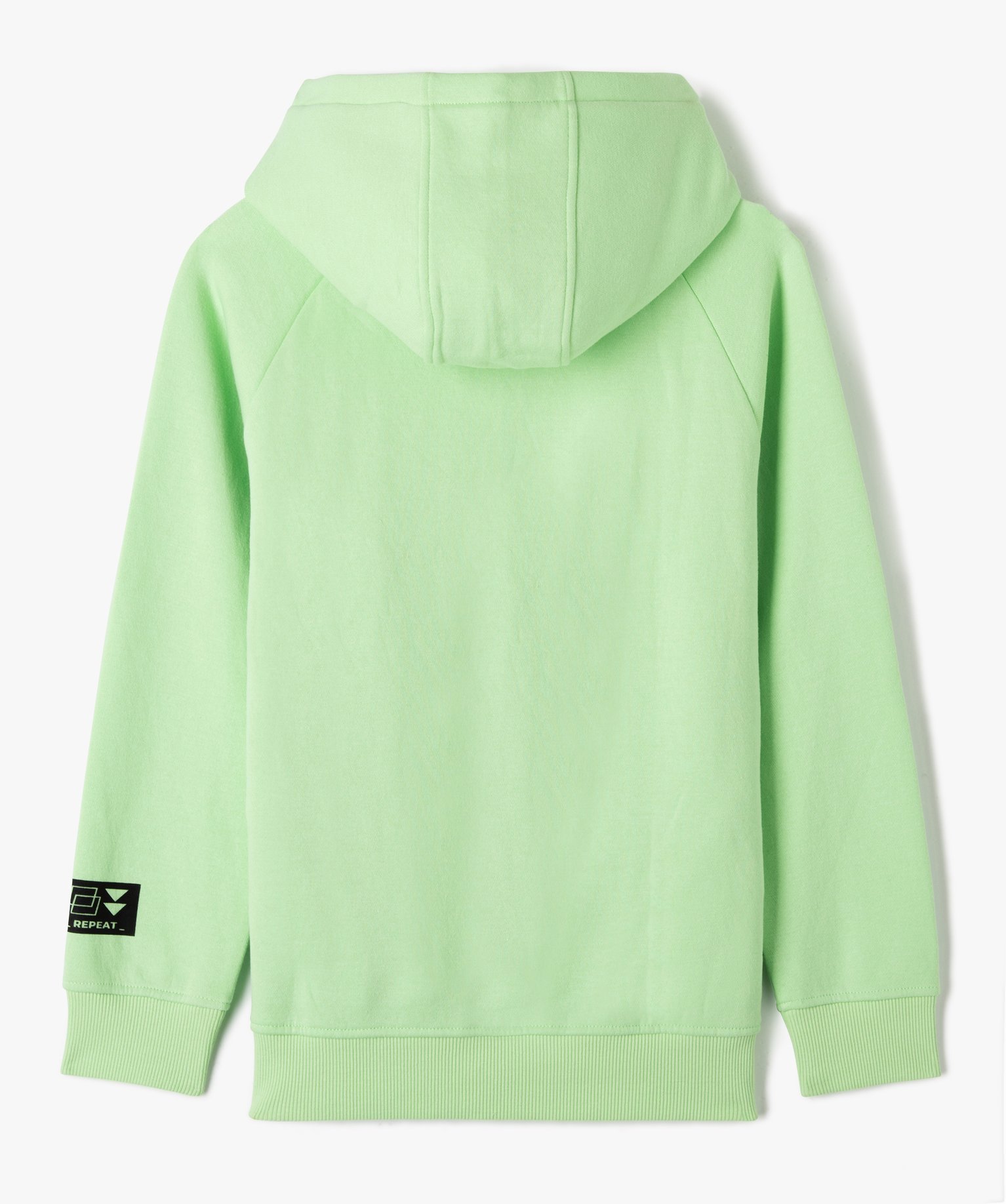 Sweat Garçon molletonné à capuche avec inscription vert | GEMO