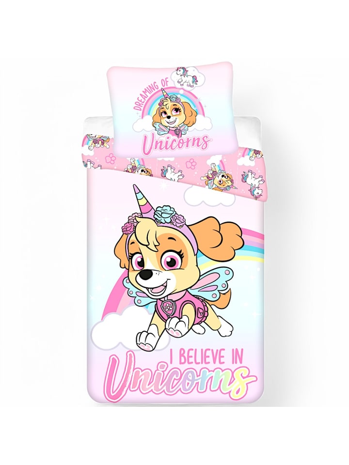 Paw Patrol 2-tlg.Set: Kinderbettwäsche Paw Patrol Skye Einhorn in Rosa günstig kaufen 140